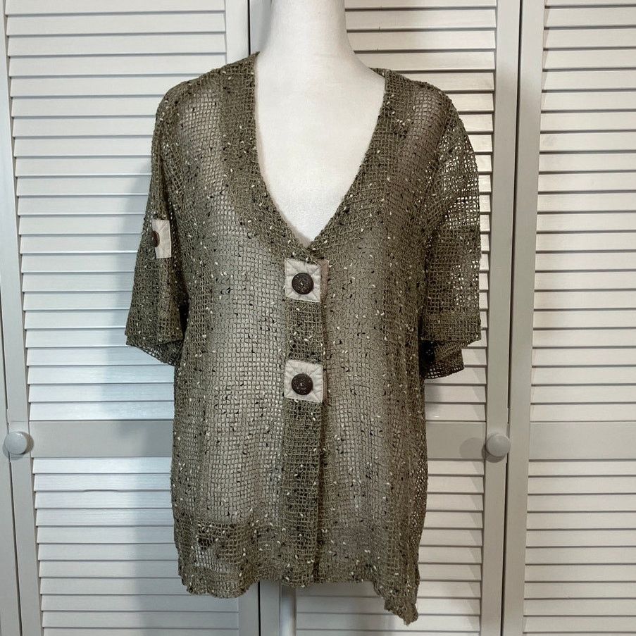 Blair Blair Brown Boho Sheer Open-Knit Mesh Cardigan Women XLG Size XL / US 12-14 / IT 48-50 - 1 Thumbnail