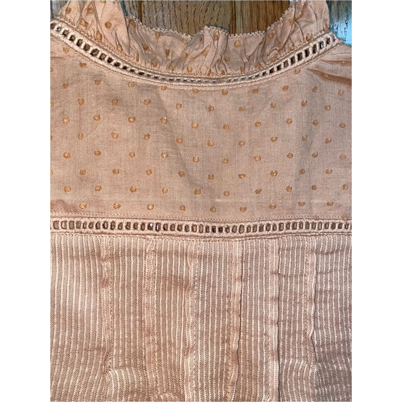 Quince Quince $158 Organic Textured Cotton Peasant Blouse Large EUC Size L / US 10 / IT 46 - 14 Thumbnail