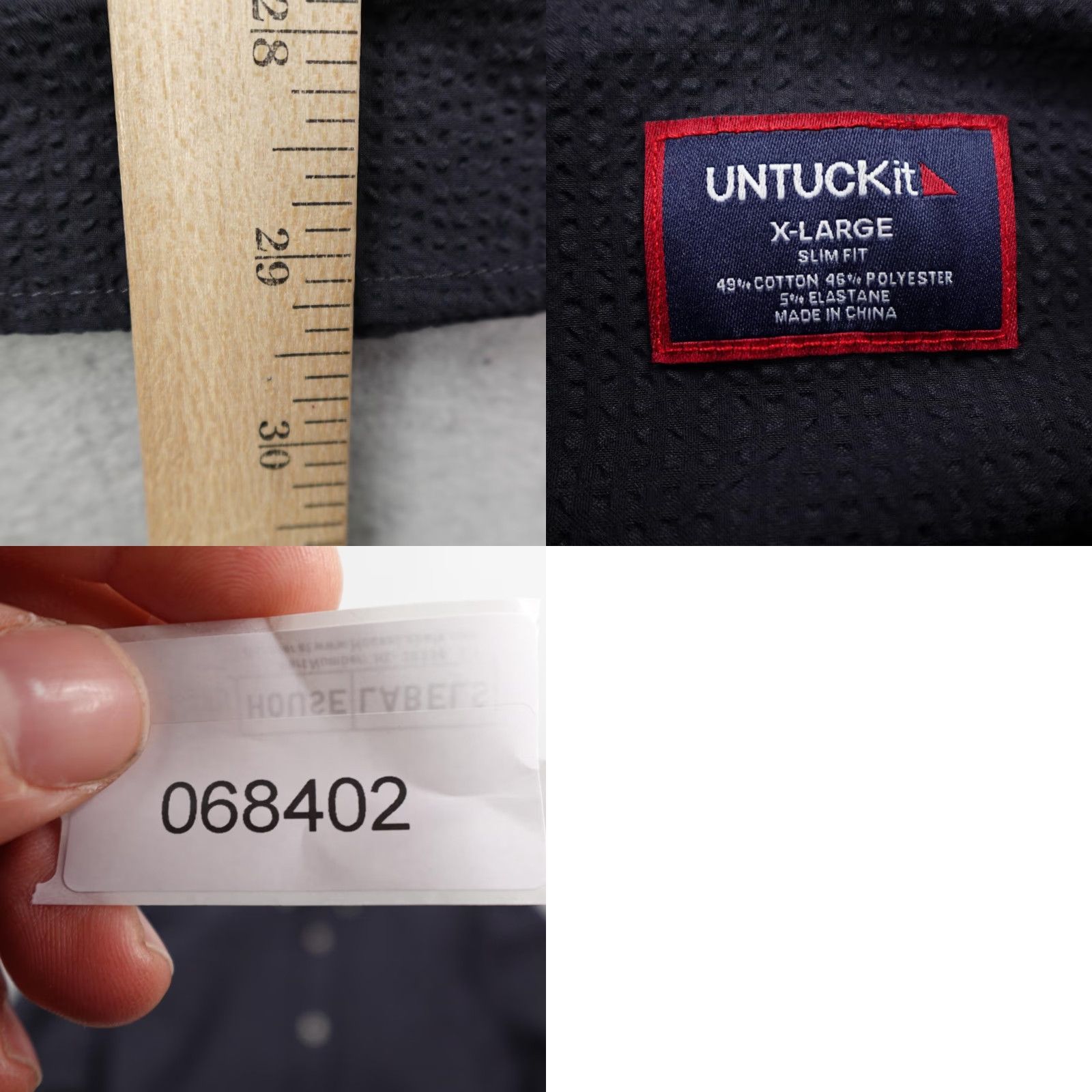 UNTUCKit UNTUCKit Shirt Mens XL Black Cadwell Textured Button Up Slim Fit Puckered Flex Button-Down Casual Shirt Size US XL / EU 56 / 4 - 8 Thumbnail
