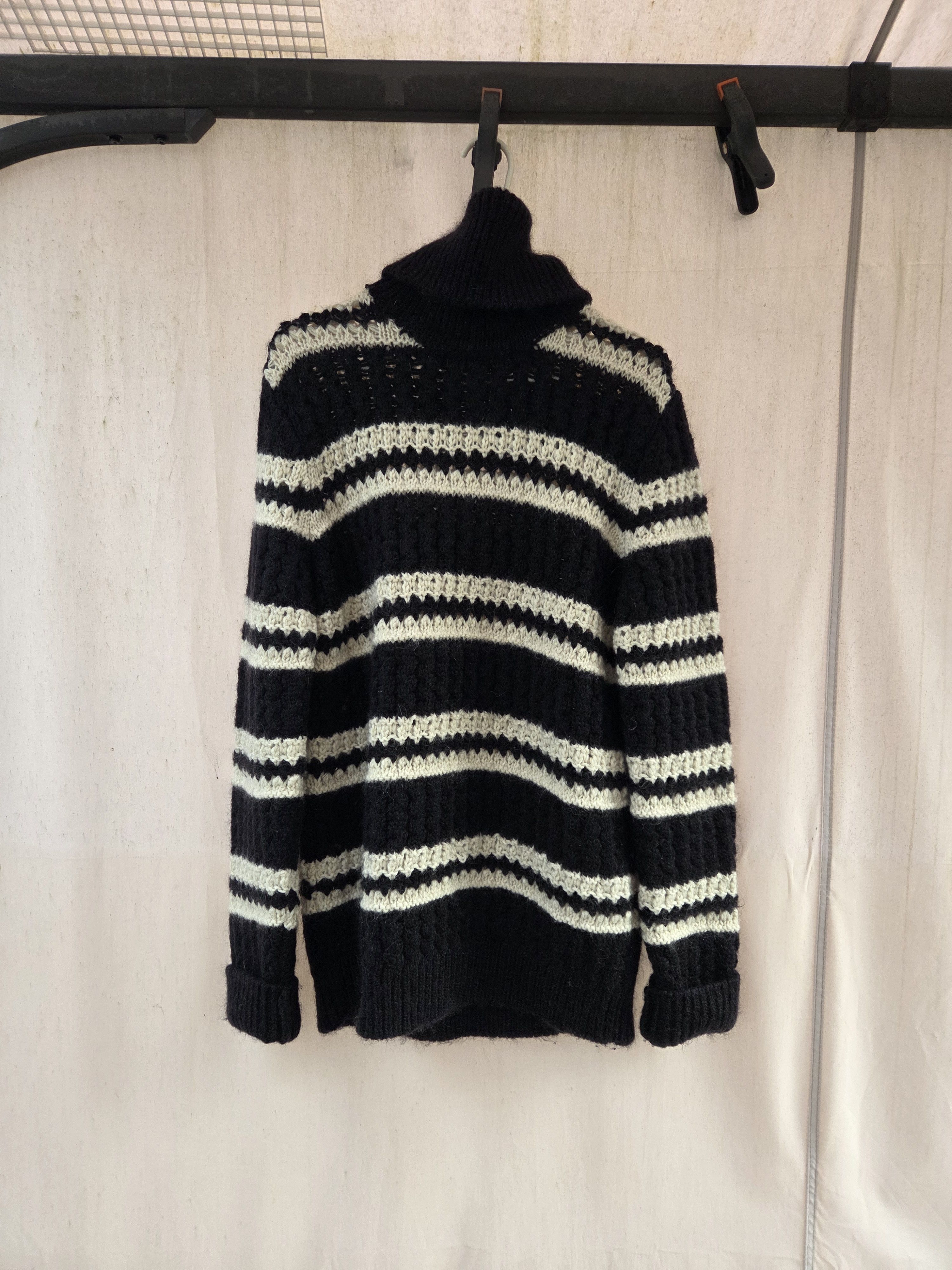 Saint Laurent Paris Saint Laurent Striped cable knit turtleneck sweater Size US M / EU 48-50 / 2 - 1 Thumbnail