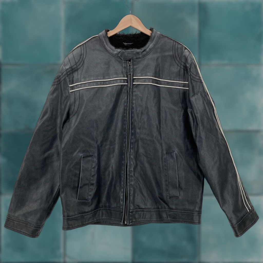 Vintage VINTAGE Buckle BKE Jacket Mens XL Black Faux Leather Sherpa Lined Moto Biker Size US XL / EU 56 / 4 - 1 Thumbnail