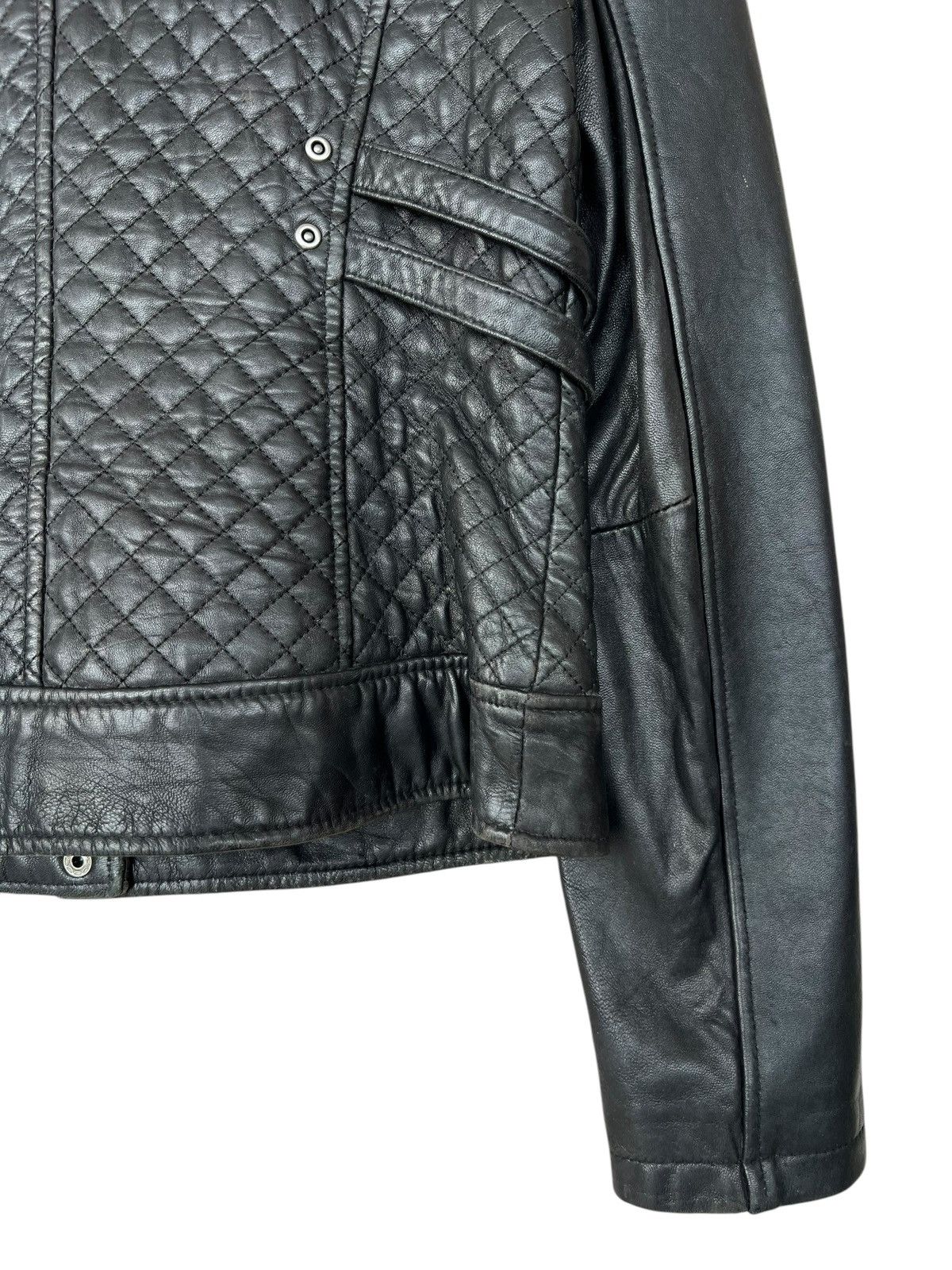 Japanese Brand DKNY Gothic Black Racing Biker Leather Jacket LGB ISWN Size XS / US 0-2 / IT 36-38 - 9 Thumbnail