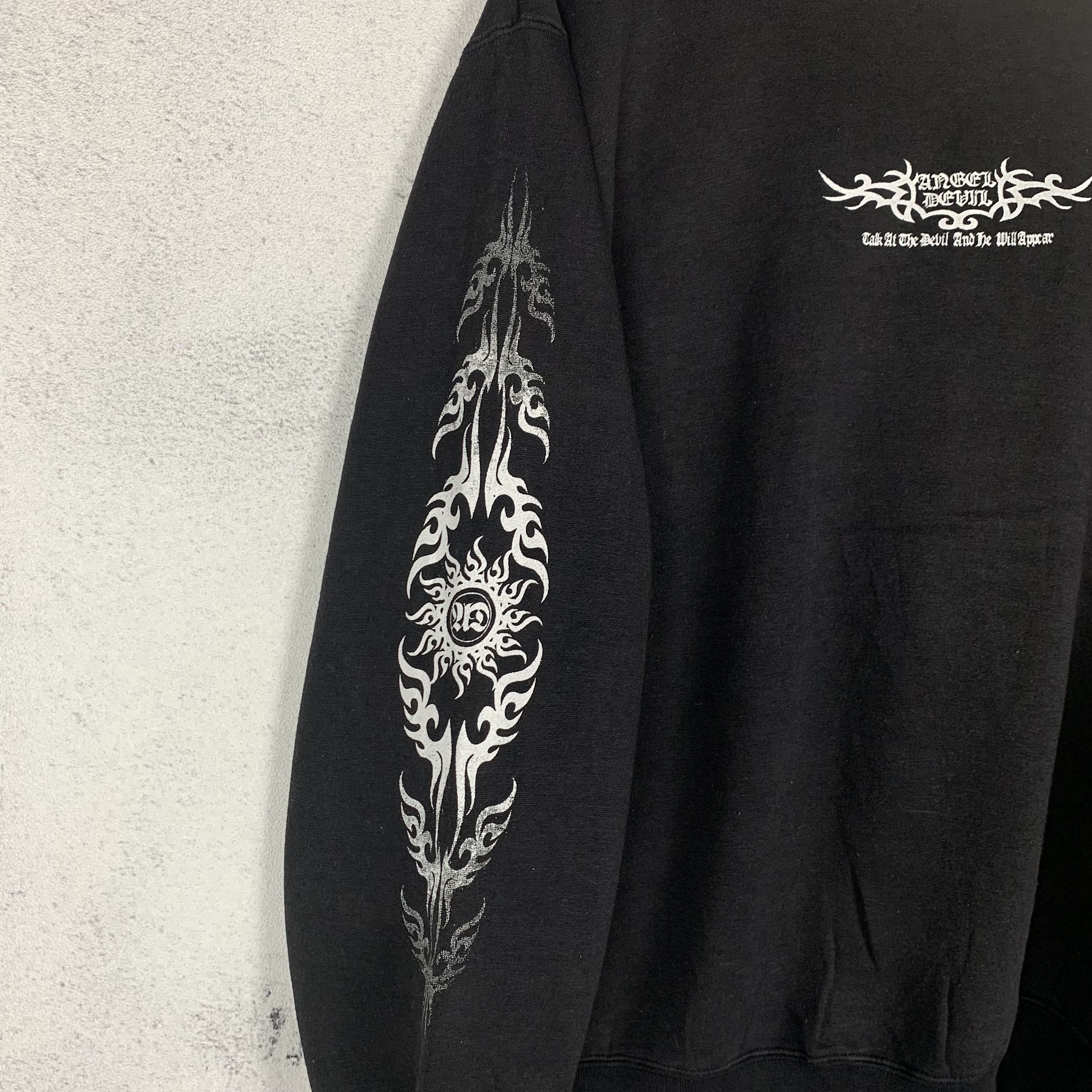 Japanese Brand Angel Devil Hardcore Style Tribal Cross Sweatshirt Crewneck Size US L / EU 52-54 / 3 - 5 Thumbnail