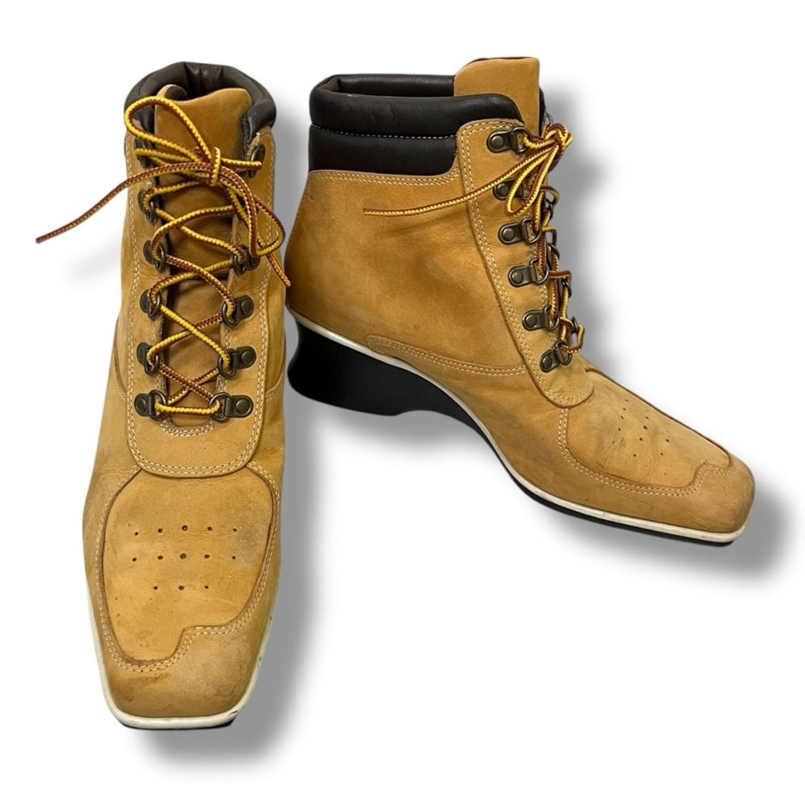 Timberland Timberland VTG Y2K genuine leather square toe wedge boots Size US 8 / IT 38 - 2 Thumbnail