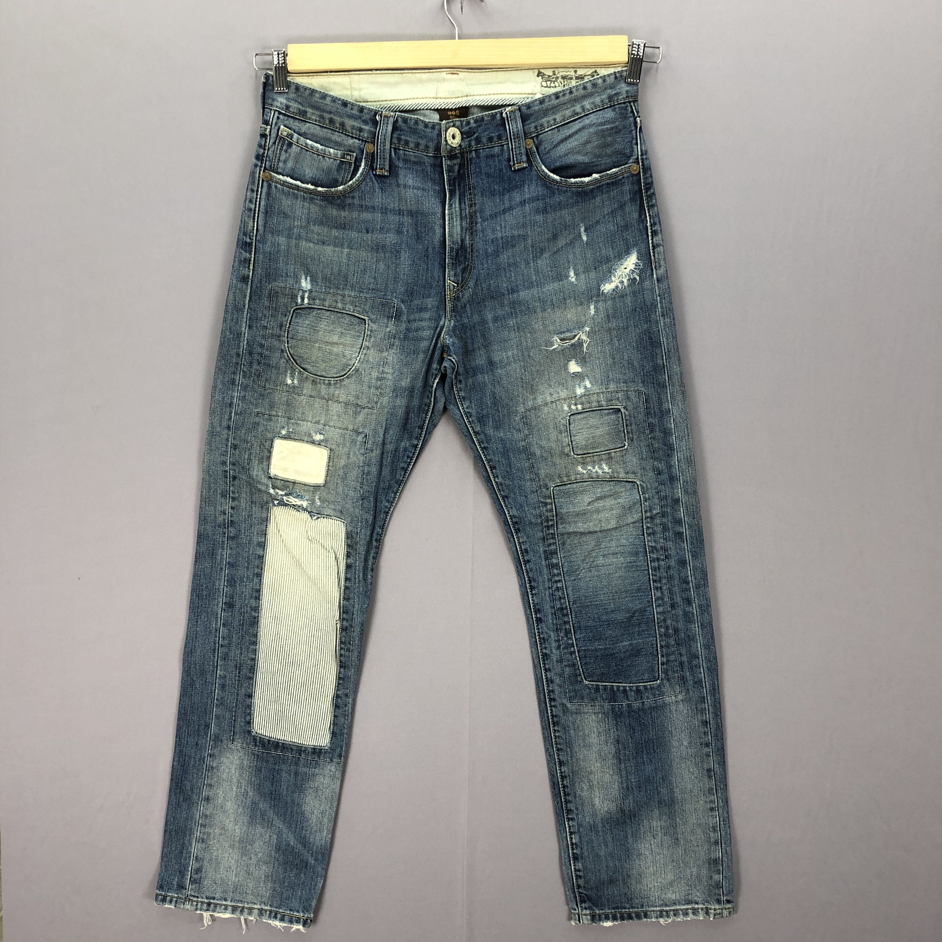 Jean Vintage Levis 550 Patchwork Distressed Jeans Levi's Denim Size US 34 / EU 50 - 1 Thumbnail
