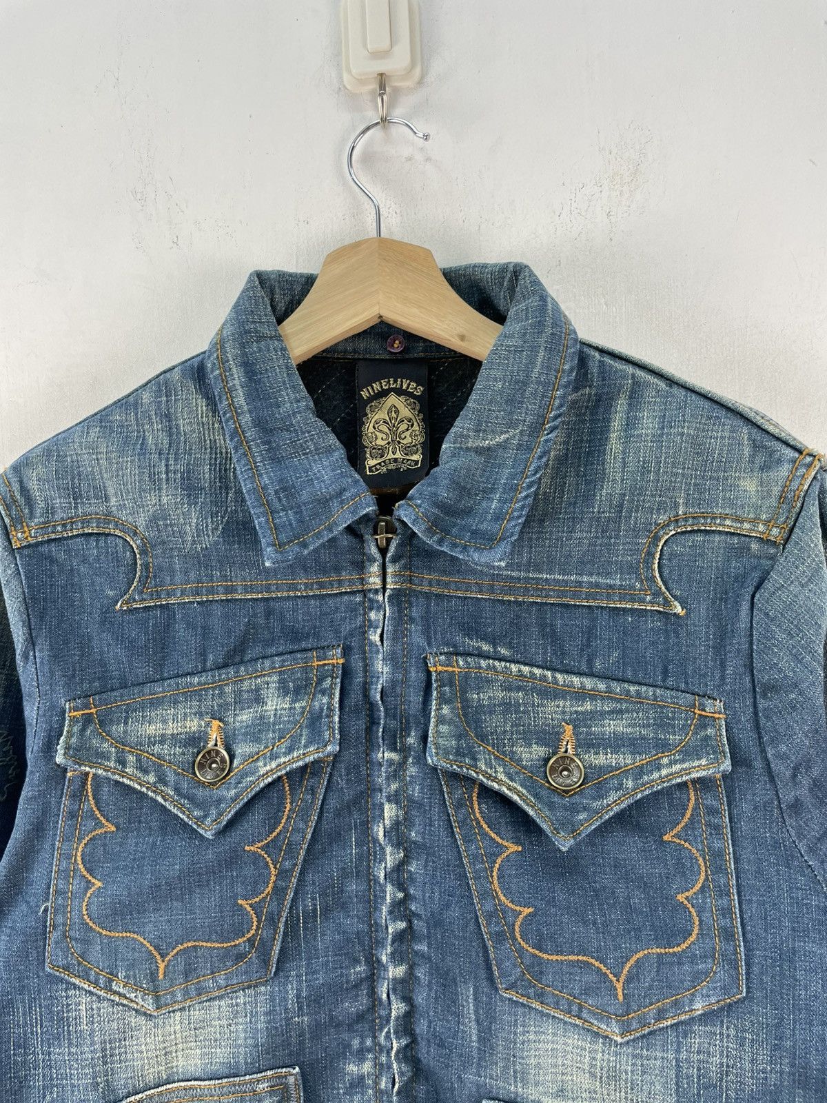 Nine Lives × Vintage Vintage Nine Lives Denim Jacket Faded Wash Rabbit Fur Lining Size US M / EU 48-50 / 2 - 2 Thumbnail