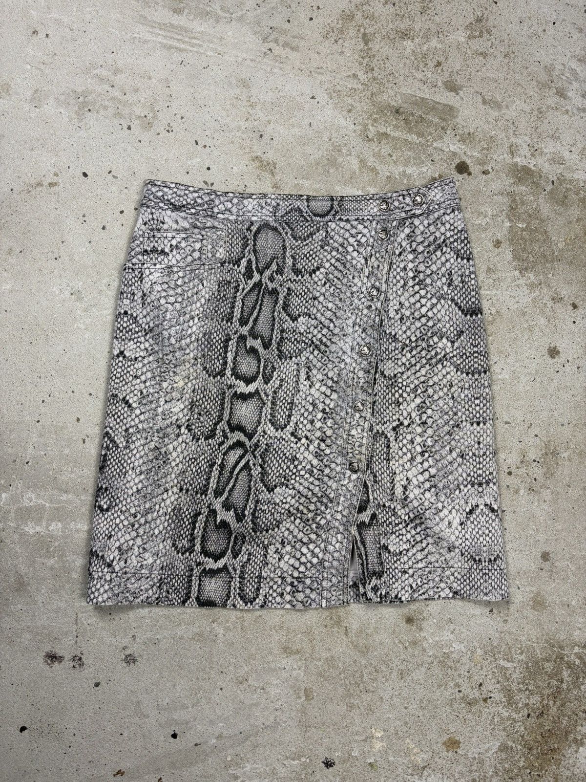 Roberto Cavalli Vintage 2000s Roberto Cavalli Snake Skin Print Set Skirt Size 29" - 2 Thumbnail