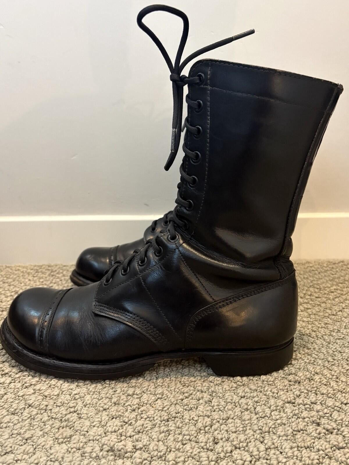 Vtg Corcoran 1500 Jump Boots 9 D black combat military made‎ in USA cap toe Corcoran 1500 Jump Boots 9.5D | Vintage Paratrooper Combat  main image 2
