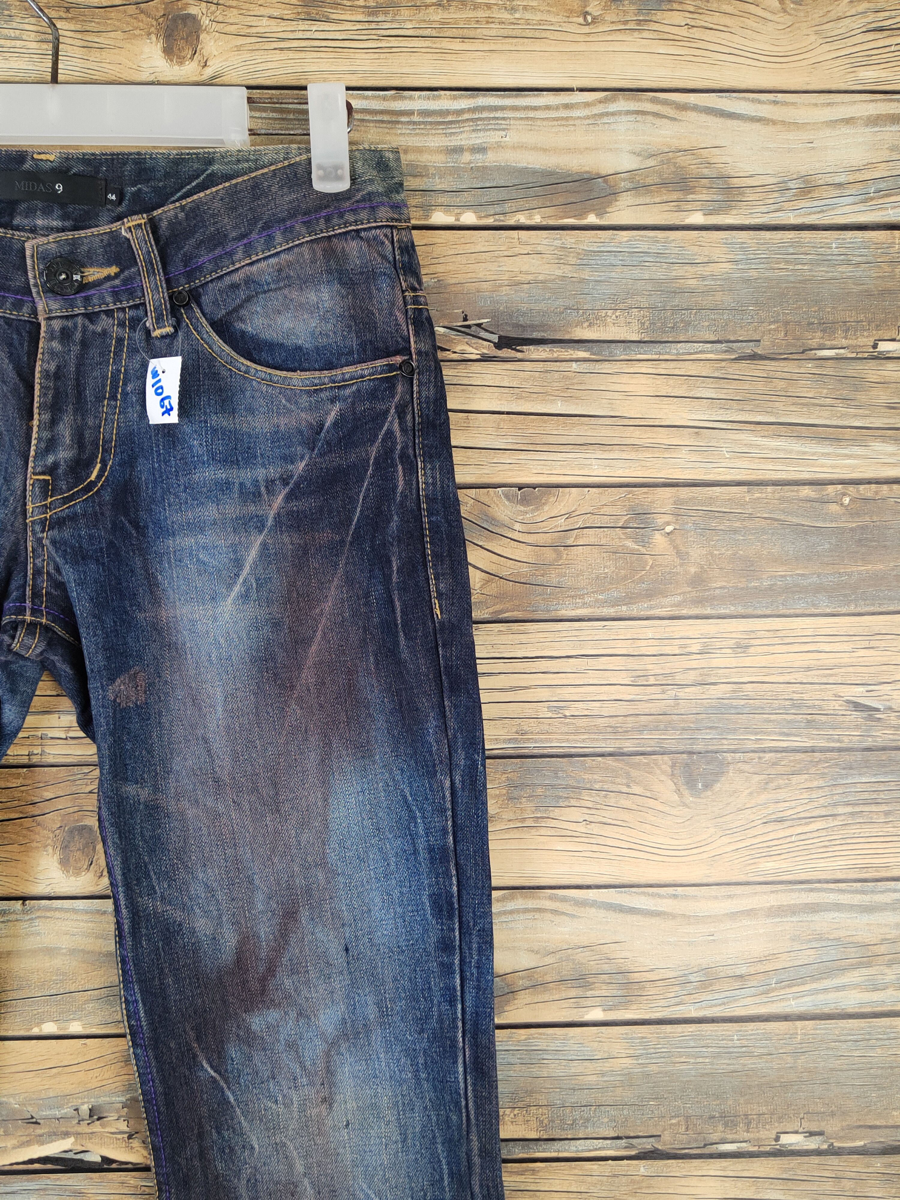 Japanese Brand Midas 9 Dark Blue thunder Distressed Ripped Jeans #W1067 Size 30" / US 8 / IT 44 - 5 Thumbnail
