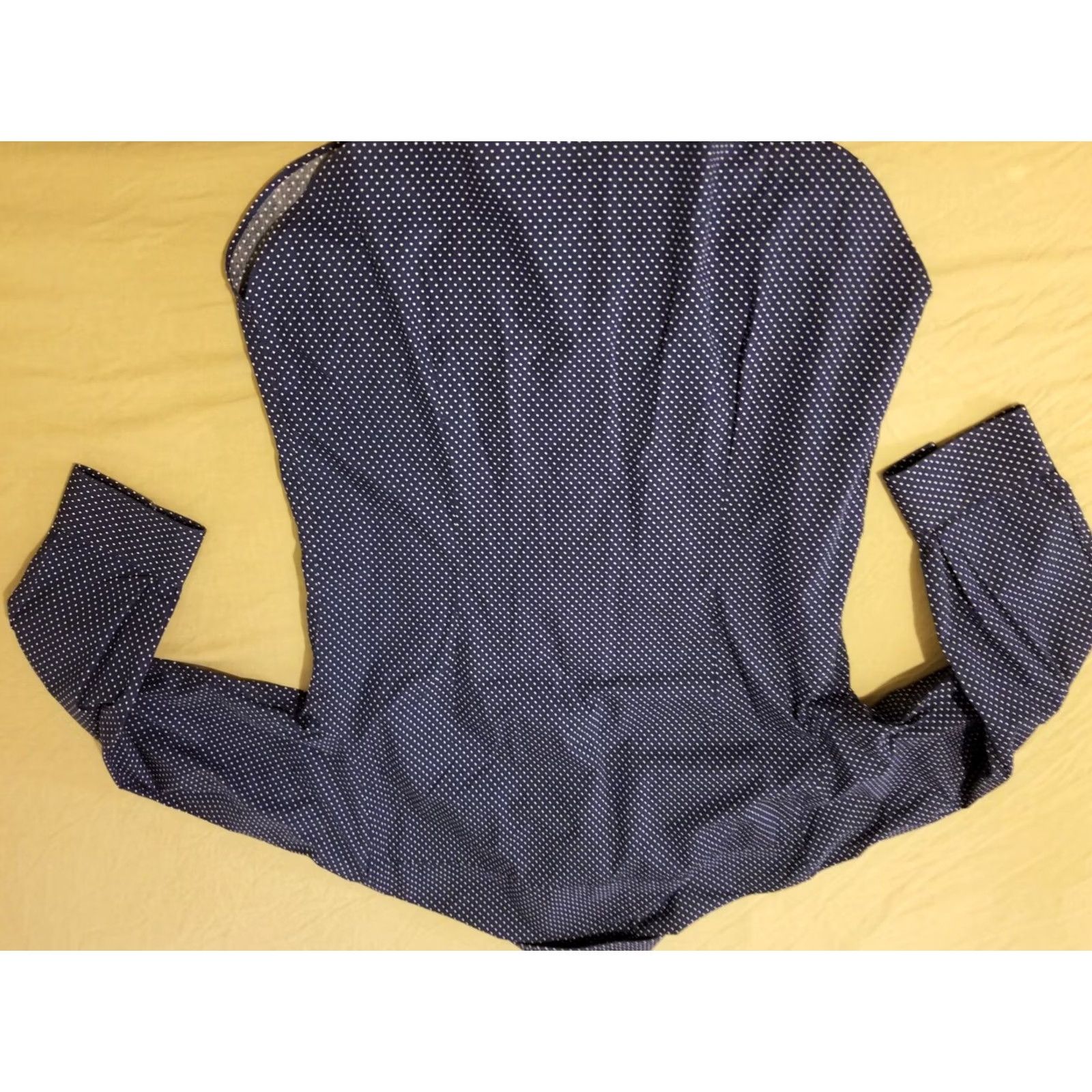 Michael Kors Michael Kors Mens Dress Shirt 15 1/2 32 33 Slim Navy Blue Button Cotton Size 42R - 7 Thumbnail