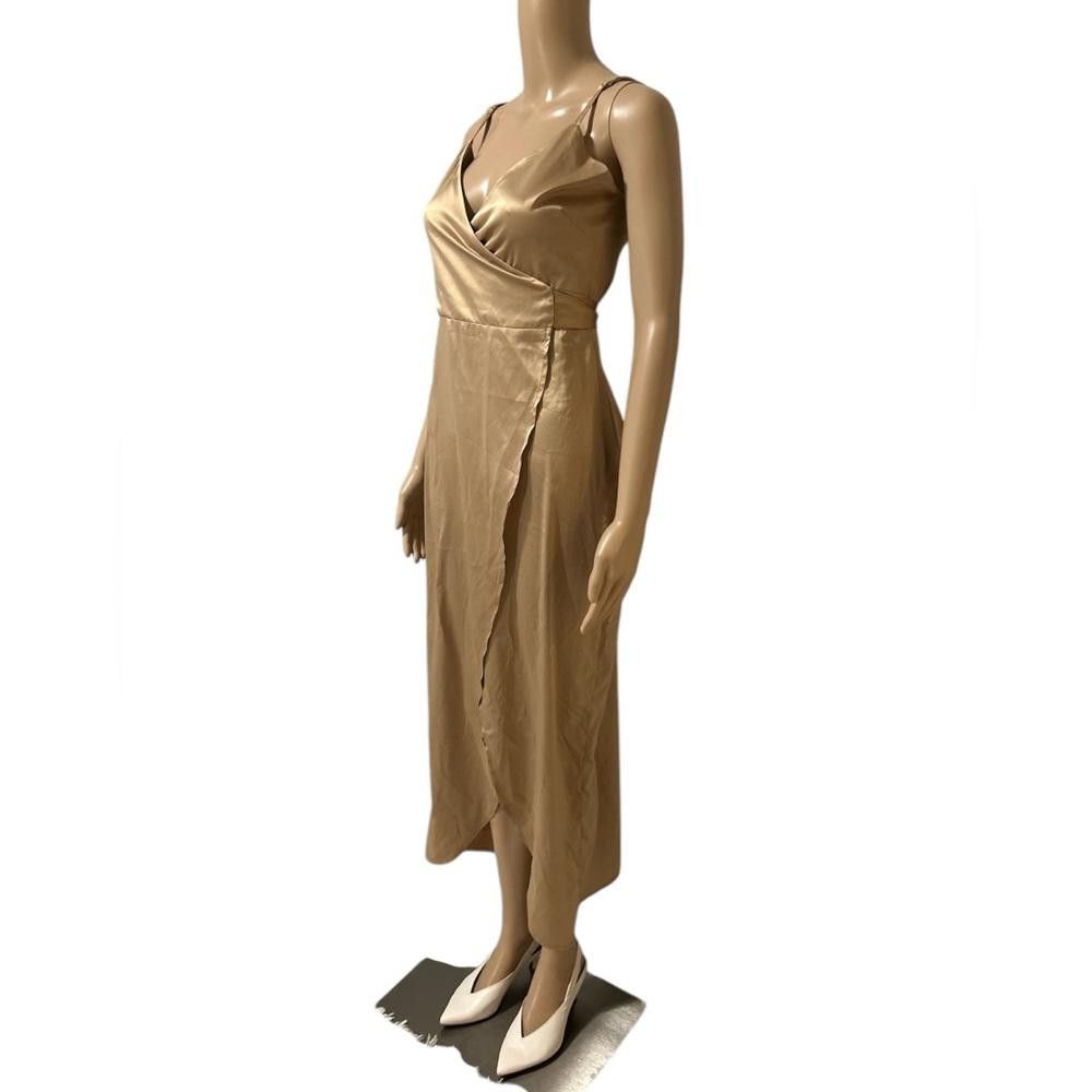 Boohoo Elegant Gold Wrap Dress Size XXS / US 00 / IT 34 - 3 Thumbnail