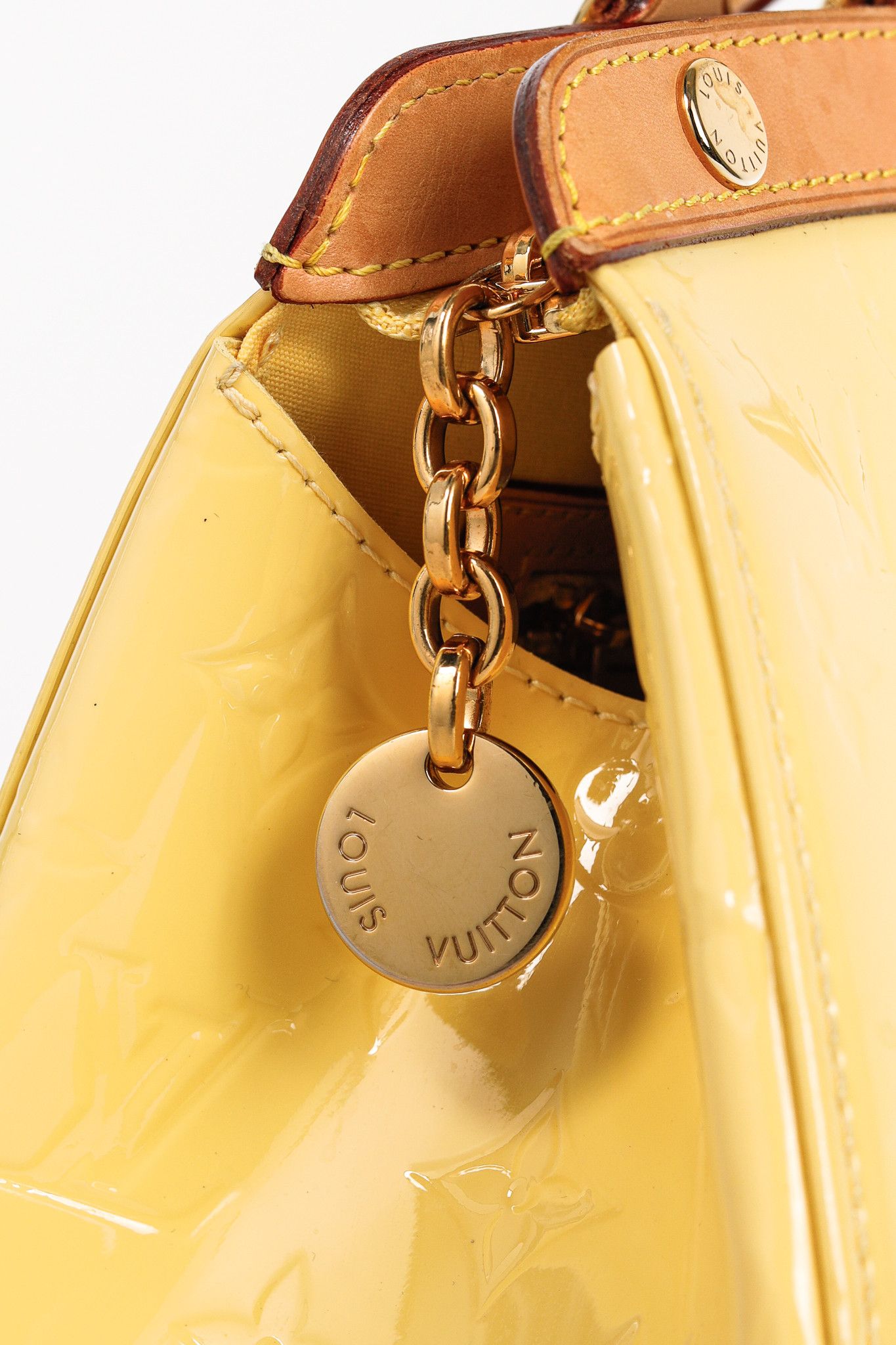 Louis Vuitton Brea MM Yellow Monogram Vernis Leather Tote