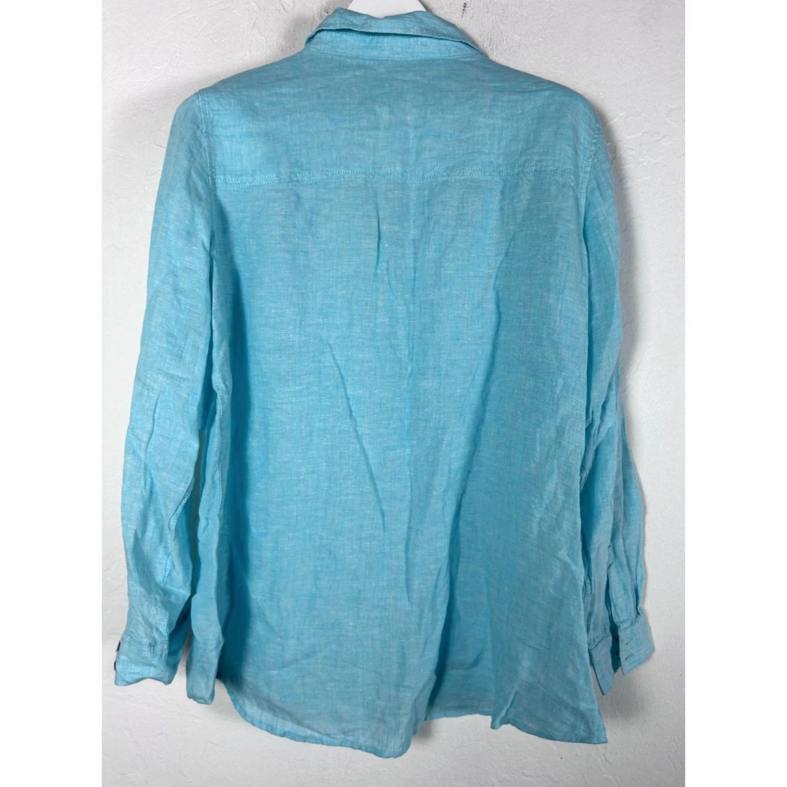 Vintage Sigrid Olsen Womens Blue Linen Button-Down Shirt W/ Pocket XL Size XL / US 12-14 / IT 48-50 - 2 Thumbnail