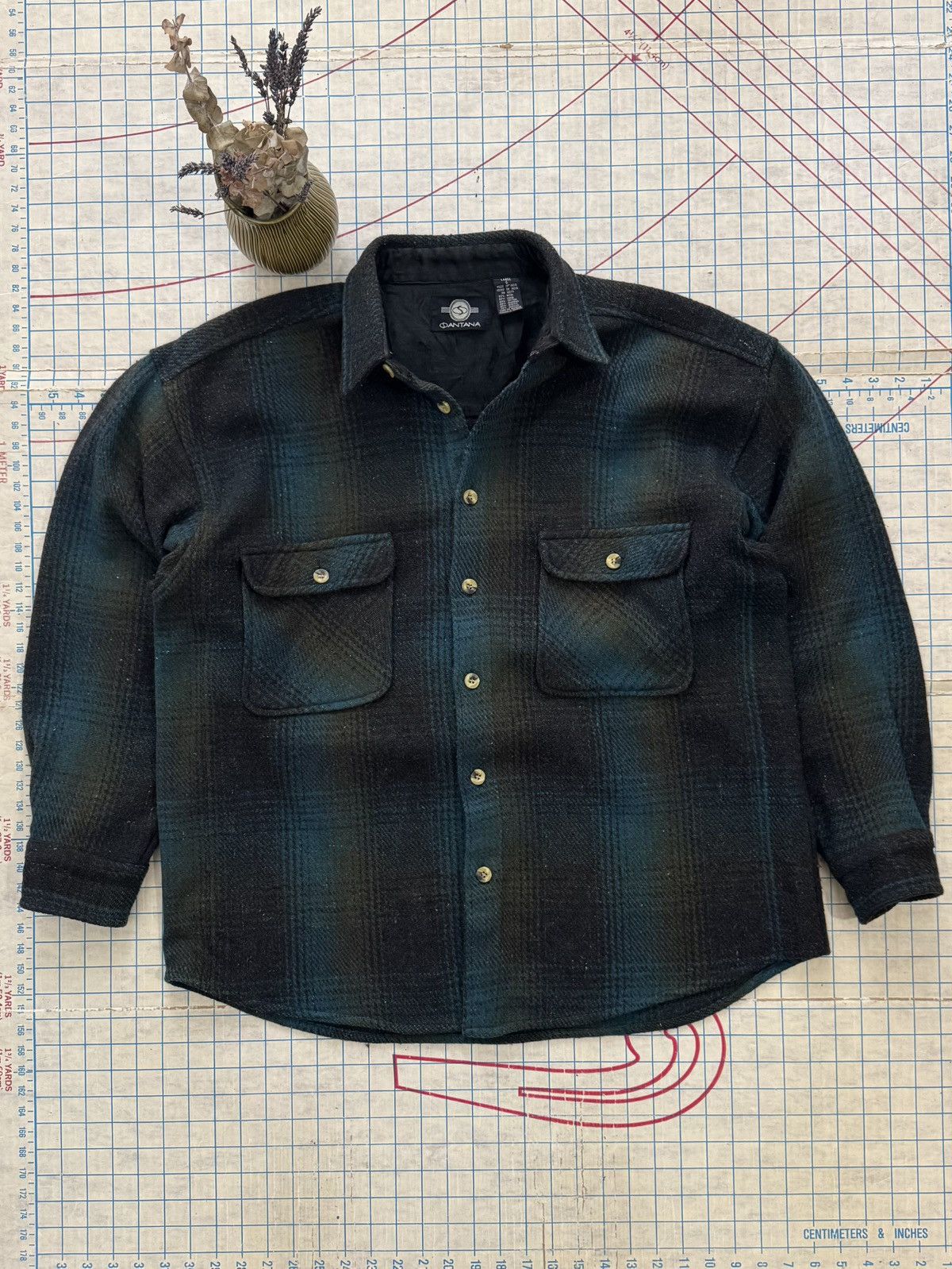 Vintage Santana Wool Blend Flannel Button Up Shirt / Shacket