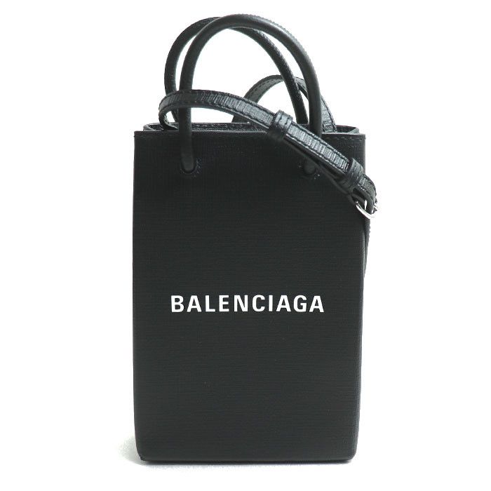 Balenciaga Balenciaga Shopping Phone Holder Leather 2Way Shoulder Bag Leather Shoulder Bag 593826 in Black, Women's