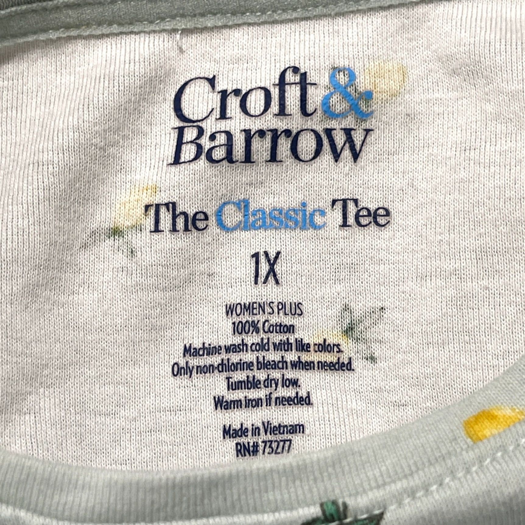 Croft & Barrow Croft Barrow Tee Shirt 1X Plus Green Yellow Lemon Print Short Sleeve 100% Cotton Women's T-Shirt Shirt Casual Sleeve Round Neck Size XL / US 12-14 / IT 48-50 - 3 Thumbnail