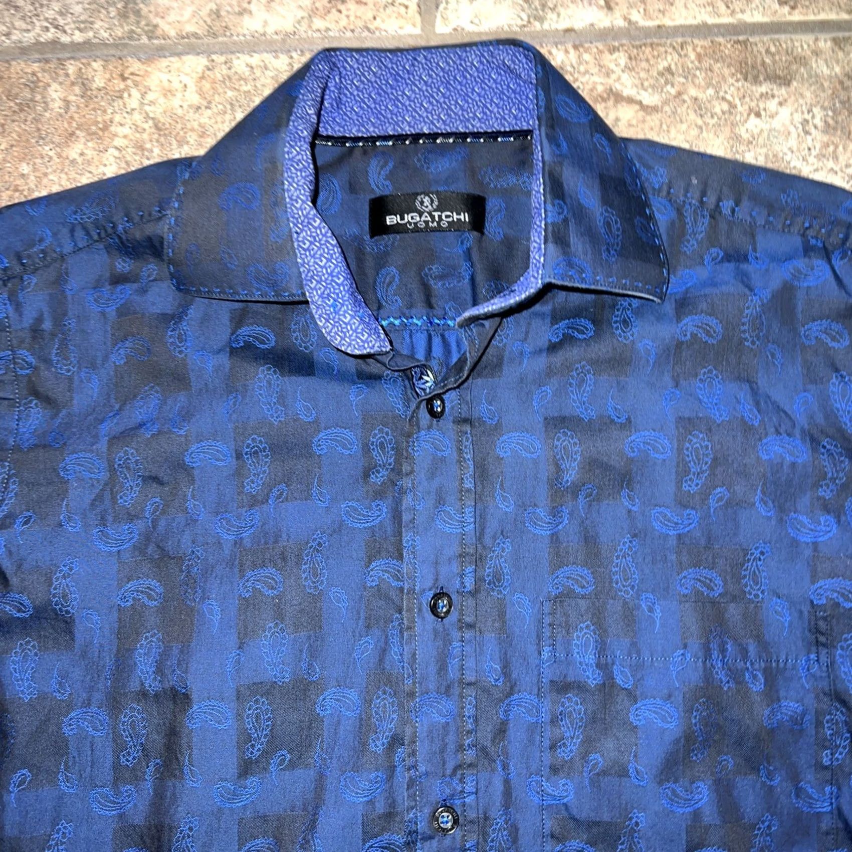 BUGATCHI Bugatchi Uomo Blue Paisley Shirt Mens Size M Long Sleeve Button-Up Shirt M Mens Blue Paisley Bugatchi Uomo Shirt Size US M / EU 48-50 / 2 - 2 Thumbnail