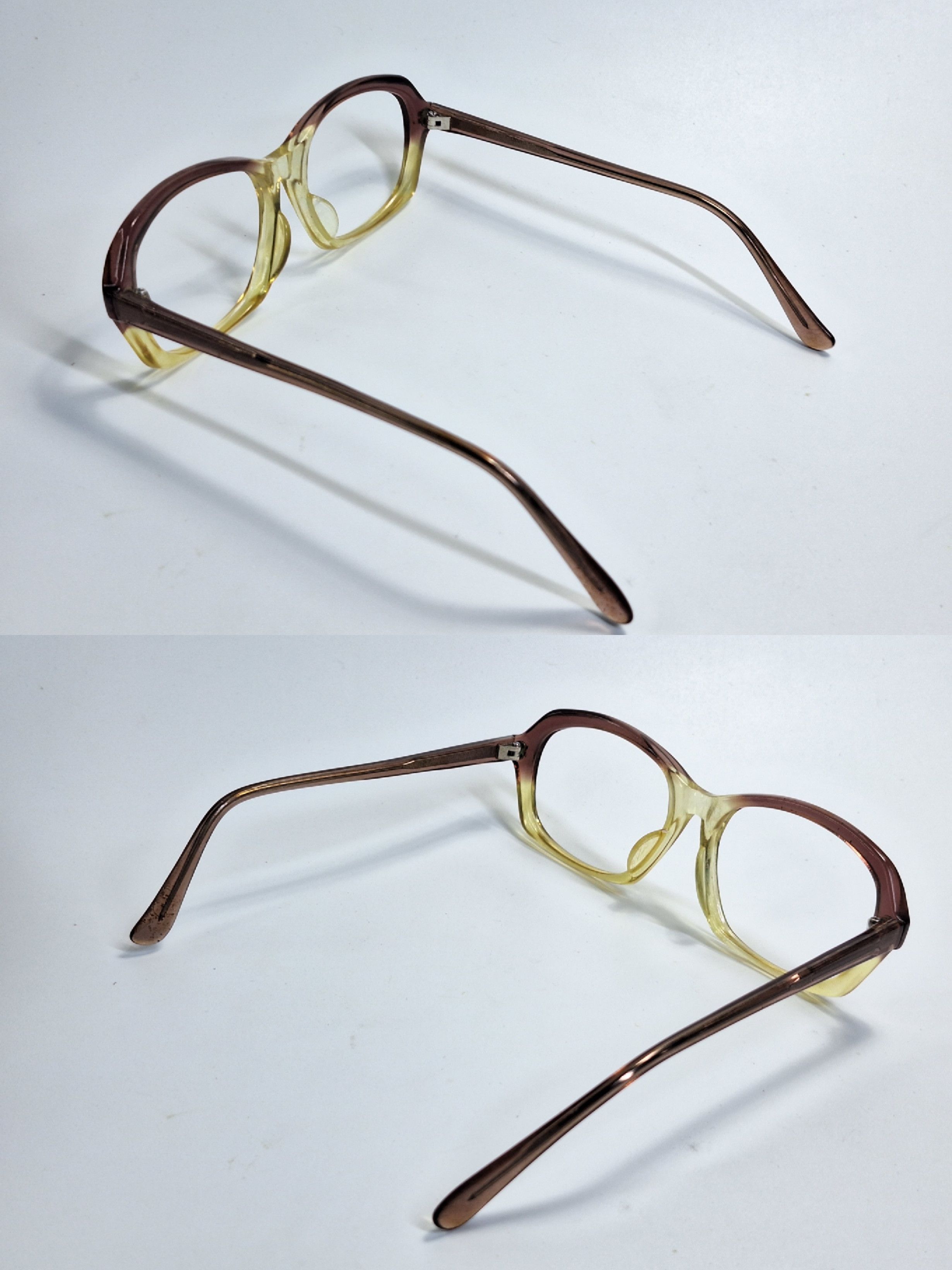 Other Papion 208 Brown Yellow Two-Tone Acetate Eyeglass Frame Size ONE SIZE - 6 Thumbnail