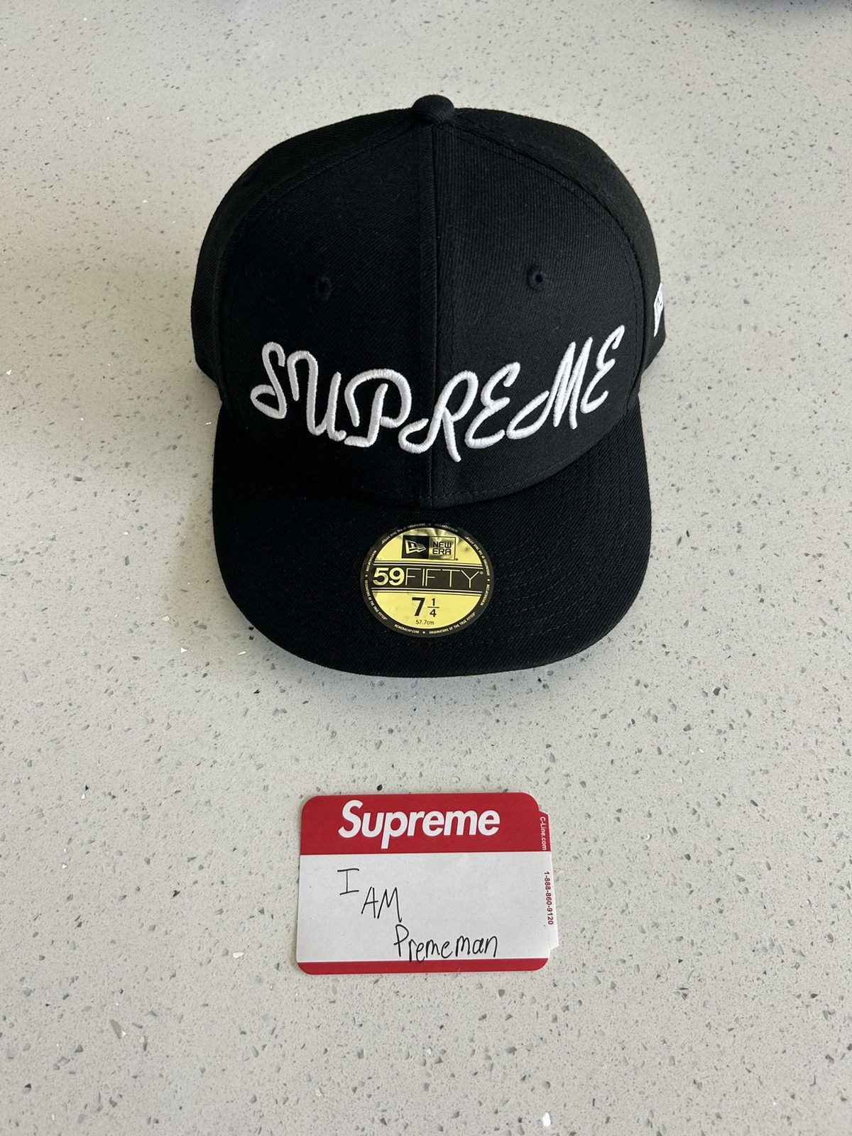 Supreme Supreme x New Era script fitted hat 7 1/4 black SS23 | Grailed