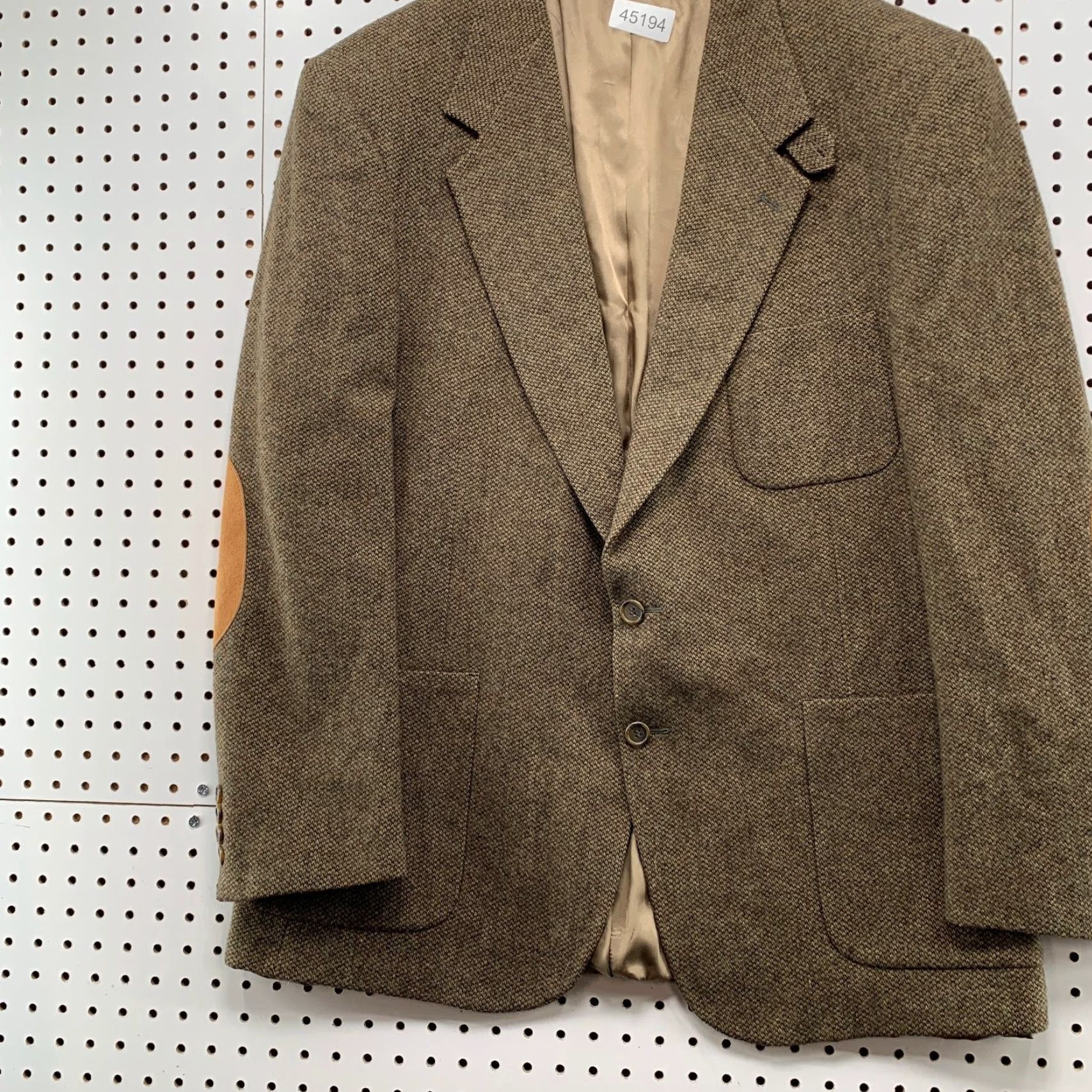 Evan Picone VINTAGE Evan Picone Blazer Mens 46L Wool Tweed Brown Elbow Patches Union USA Jacket Blazer Notch Two-Button Front Vintage Mens 46 Brown Tweed Wool VIP Size 46R - 3 Thumbnail