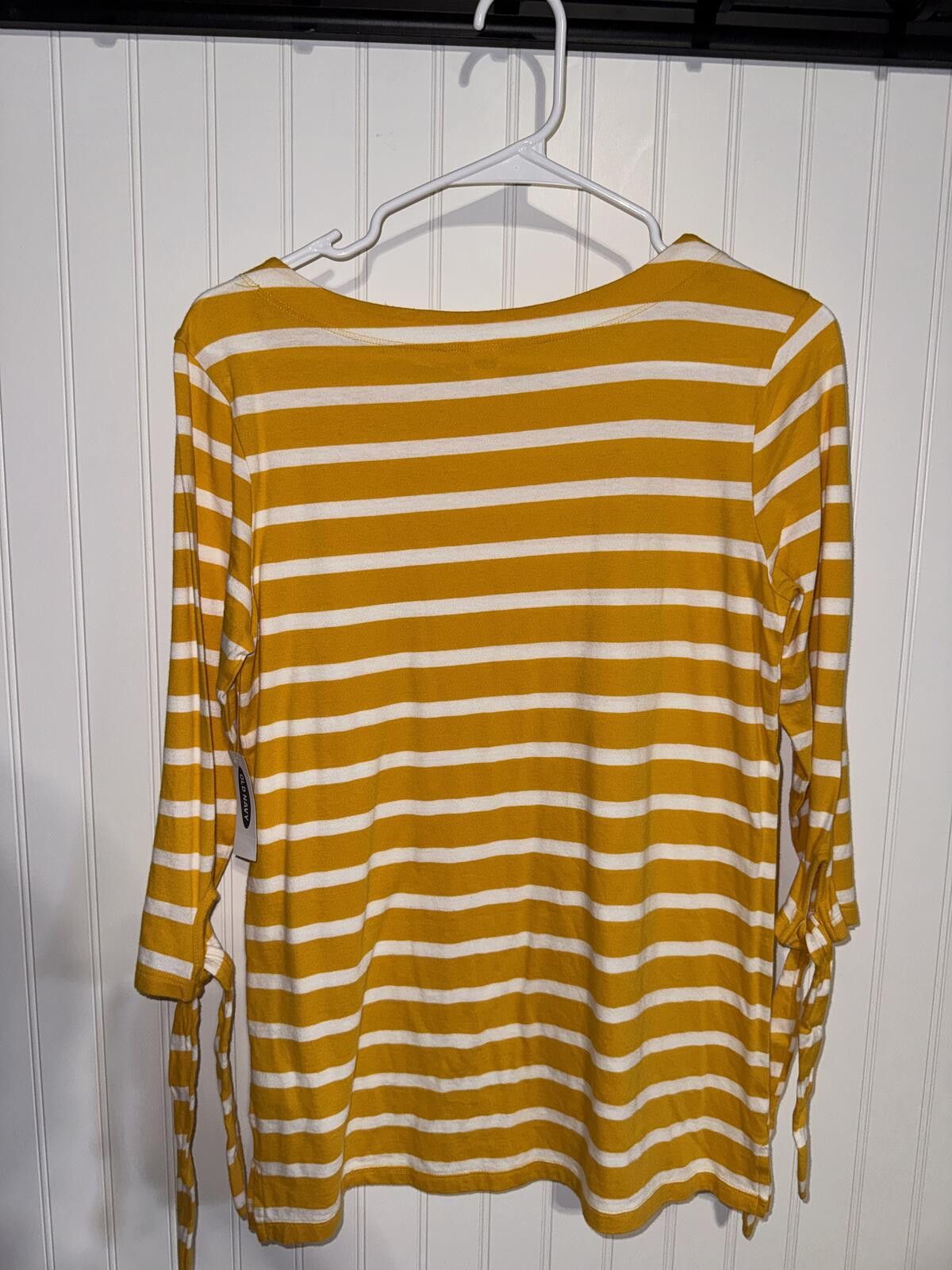 Old Navy Yellow and White Striped Long Sleeve Top with Side Ties - S Size S / US 4 / IT 40 - 2 Thumbnail