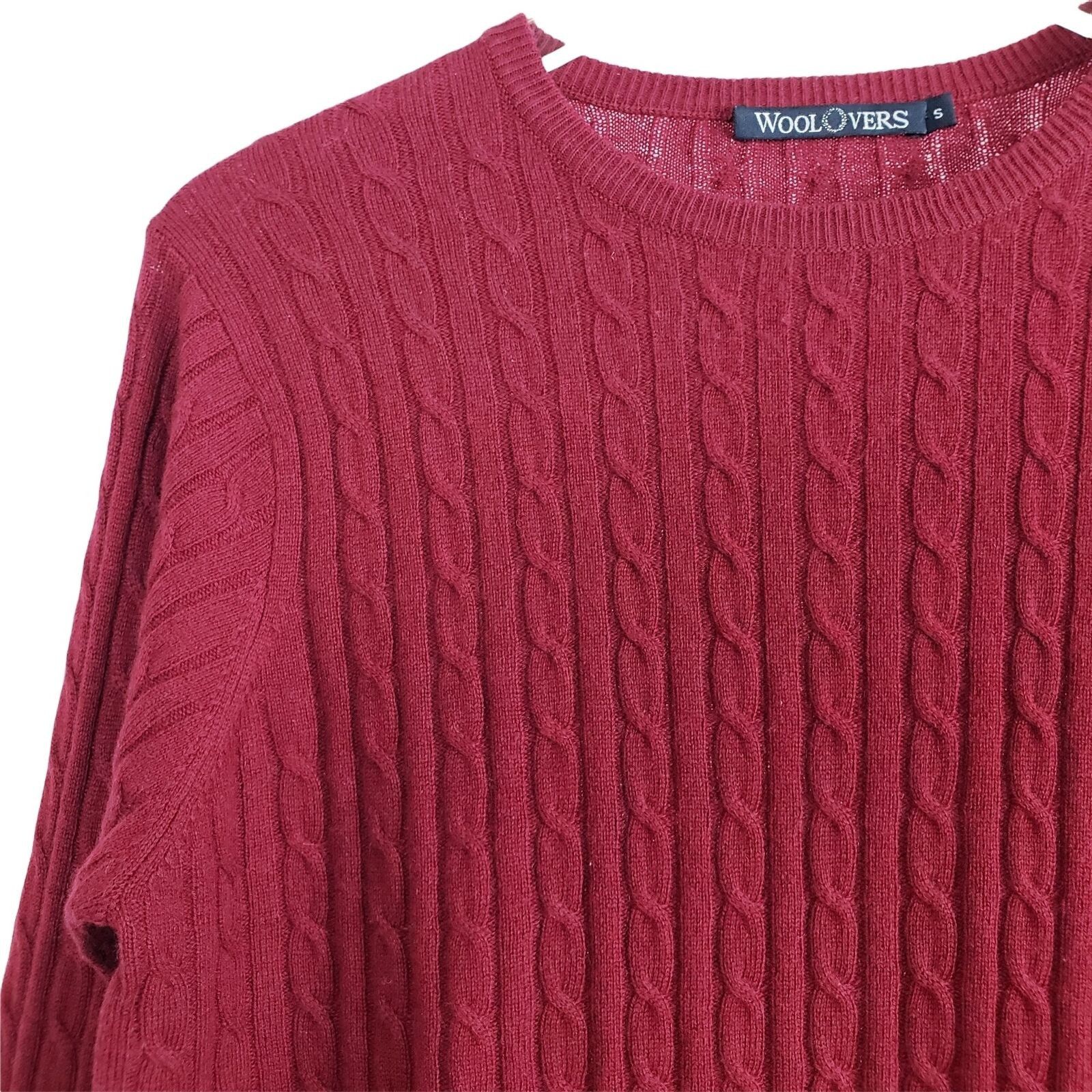 Designer Woolovers Cable Knit Sweater Womens Sz Small Red Merino Wool Size S / US 4 / IT 40 - 3 Thumbnail