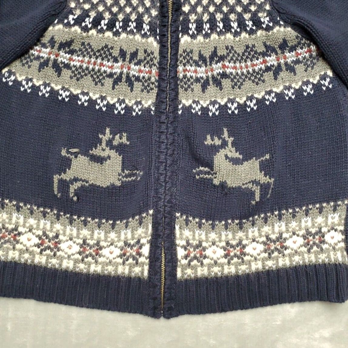 Eddie Bauer Eddie Bauer Sweater Mens S Blue Reindeer Fair Isle Chunky Knit Nordic Zip Ski Cardigan Size US S / EU 44-46 / 1 - 2 Thumbnail