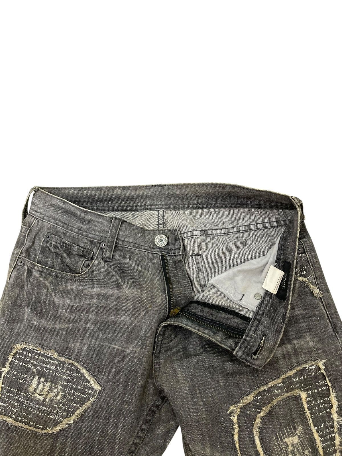 Japanese Brand Flare Jeans Edge Rupert Patchwork Distress Boot Cut 1🟦7 Size US 32 / EU 48 - 11 Thumbnail