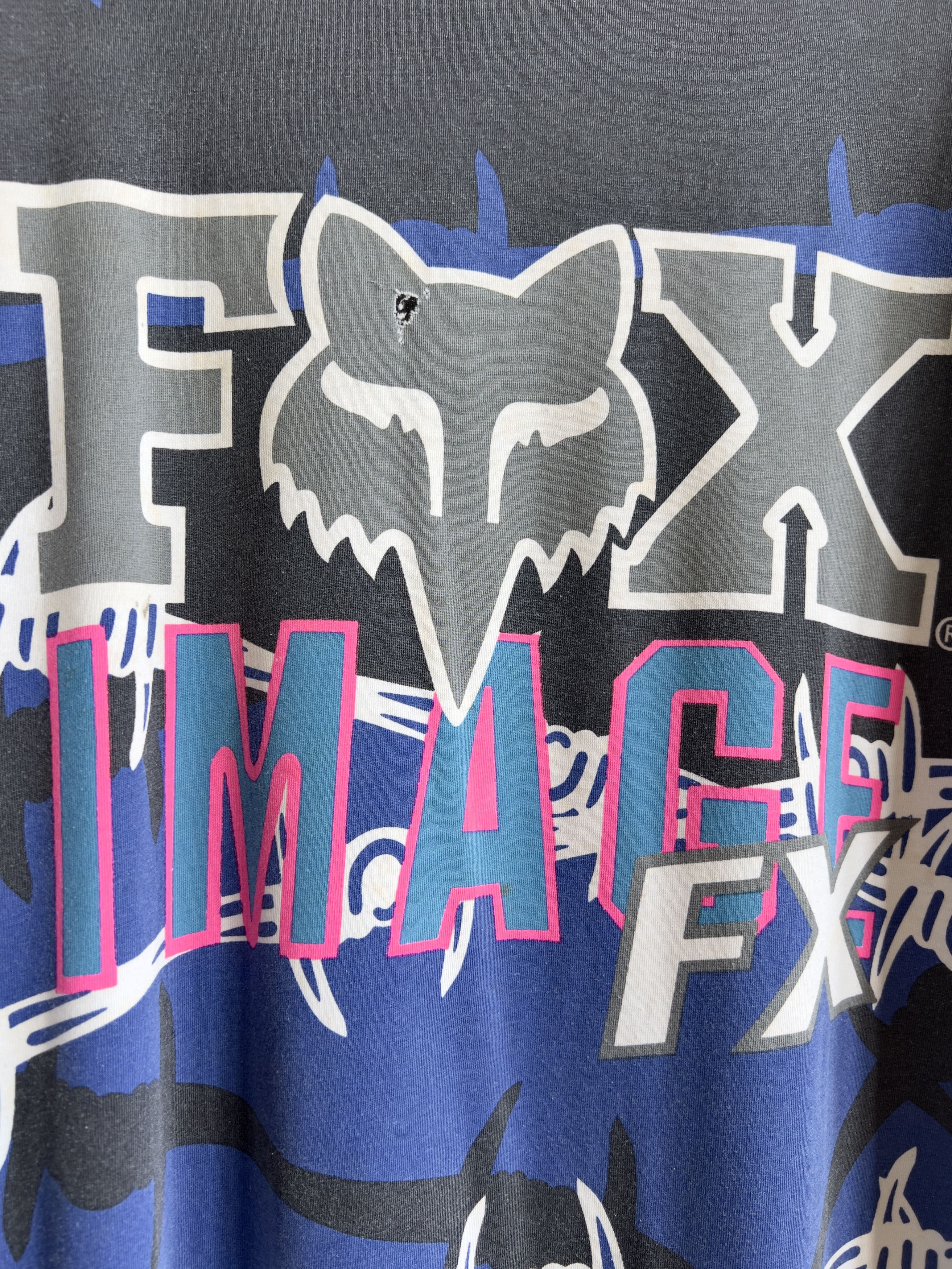 Vintage Vintage Thrashed 90s Fox Racing Motocross Tee Size US XXL / EU 58 / 5 - 6 Thumbnail
