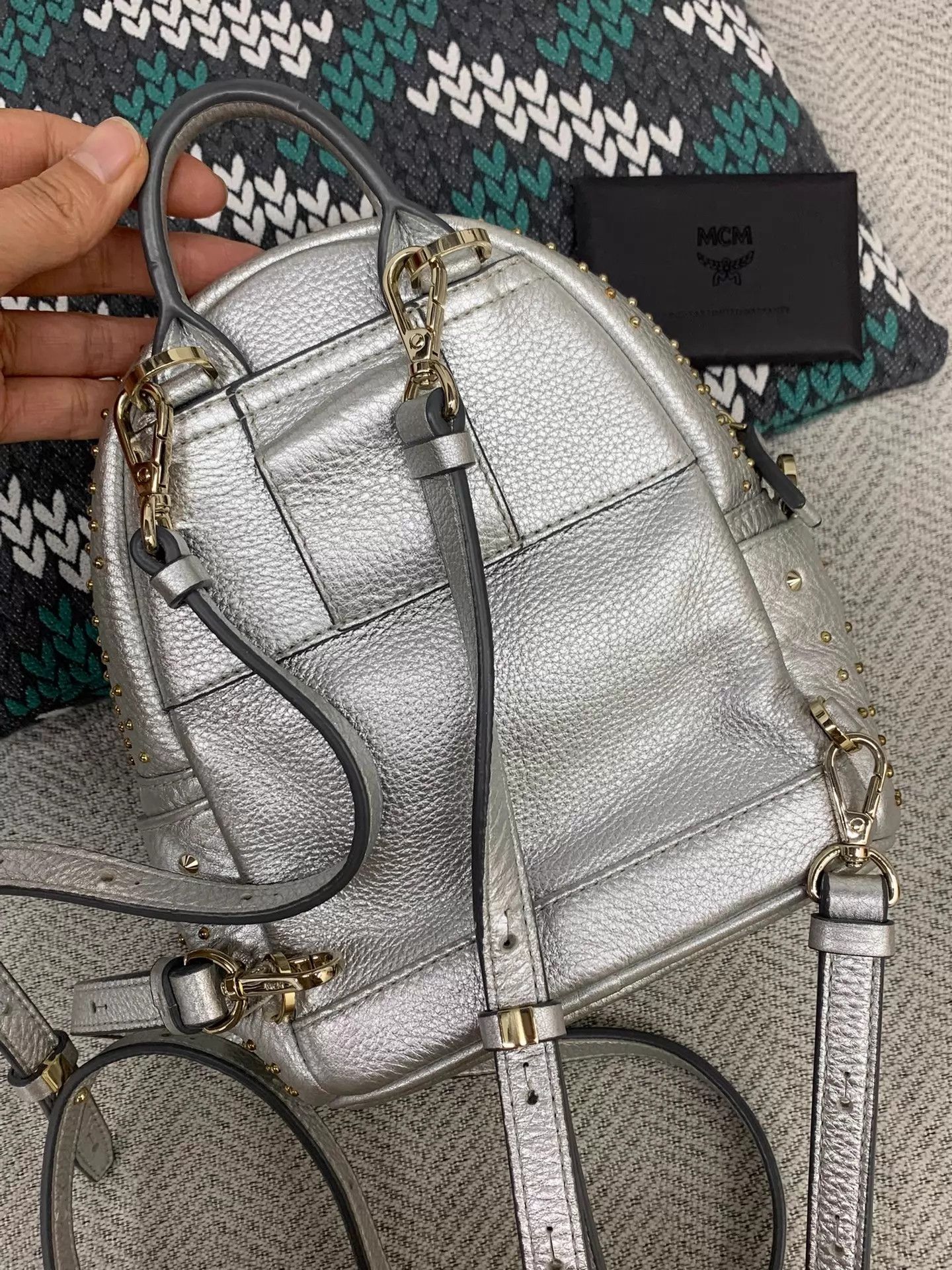 MCM MCM Silver Rivet Crystal Backpack Like New Size ONE SIZE - 3 Thumbnail