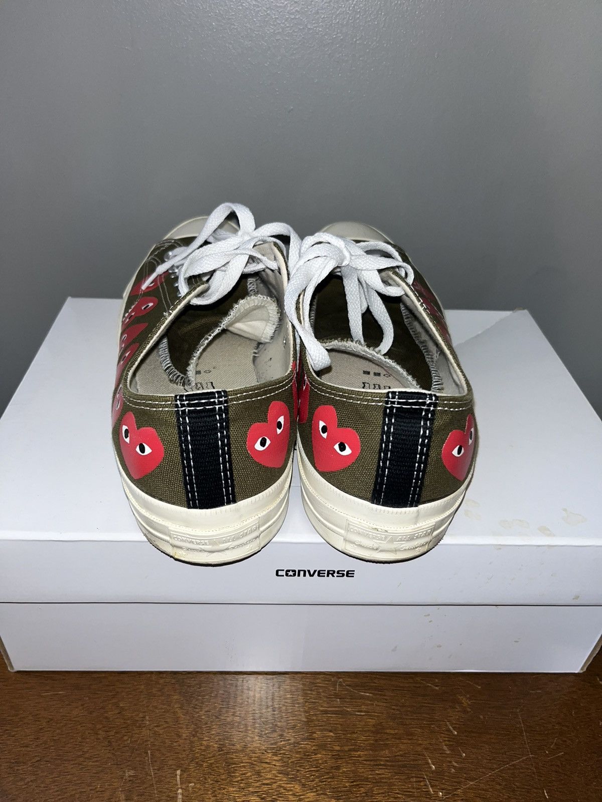 Comme des Garcons × Converse Converse X Comme De Garçons PLAY “Multi Heart” Men’s - KHAKI Size US 11 / EU 44 - 4 Thumbnail