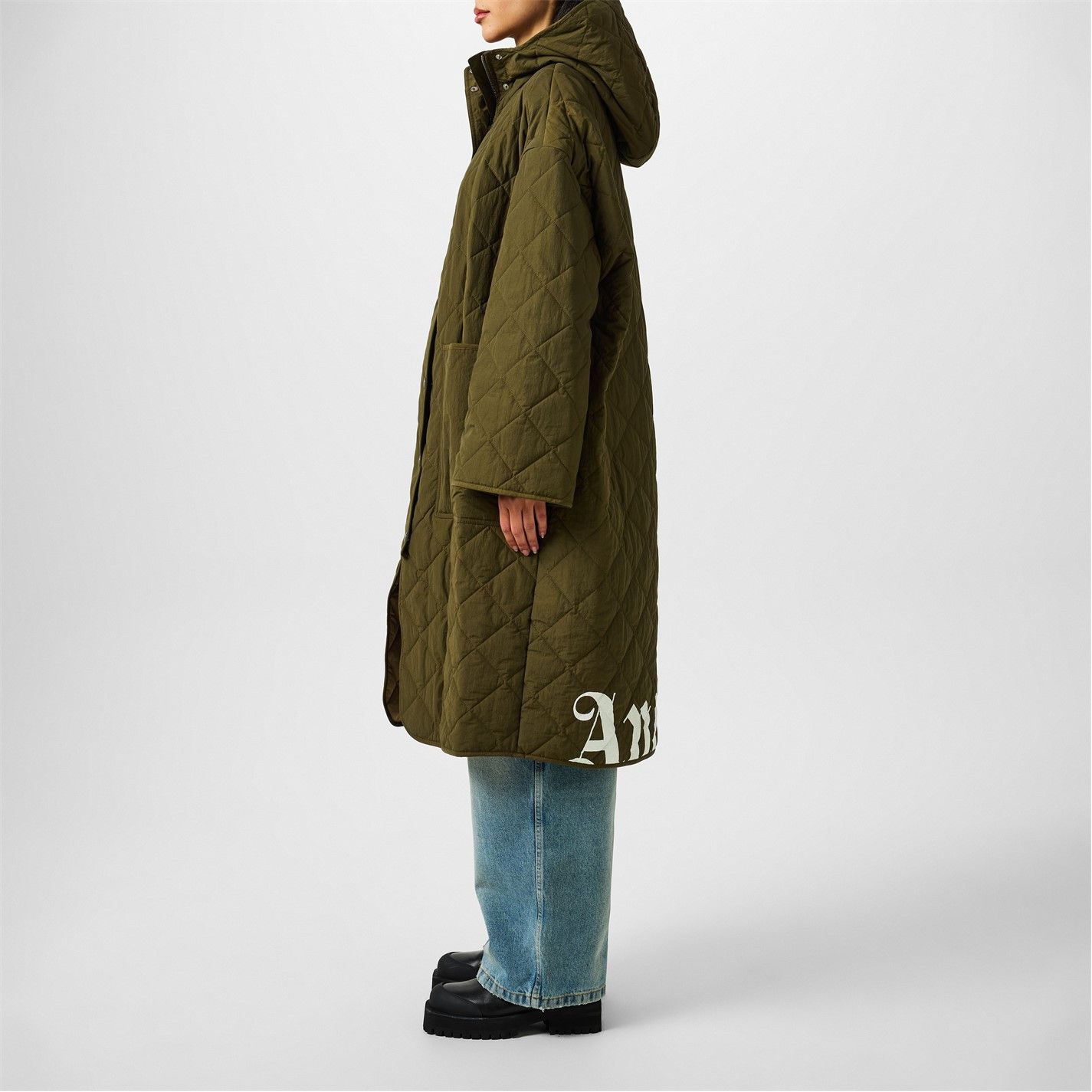 Palm Angels o1g2r1mq0325 Quilted Parka Jacket in Military Green Size M / US 6-8 / IT 42-44 - 4 Thumbnail