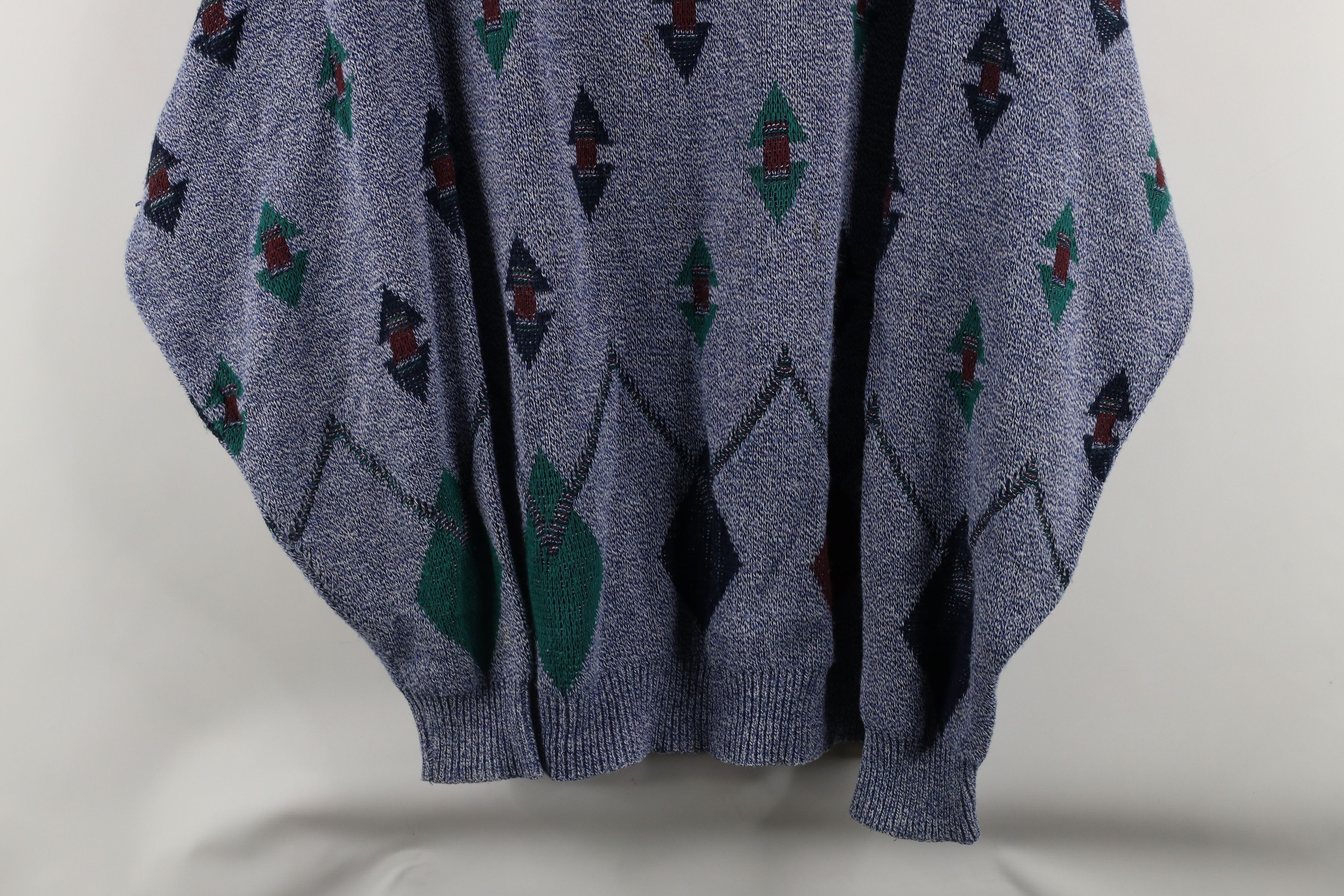 Vintage Vintage 90s Streetwear Diamond Knit Crewneck Sweater USA Size US XL / EU 56 / 4 - 3 Thumbnail