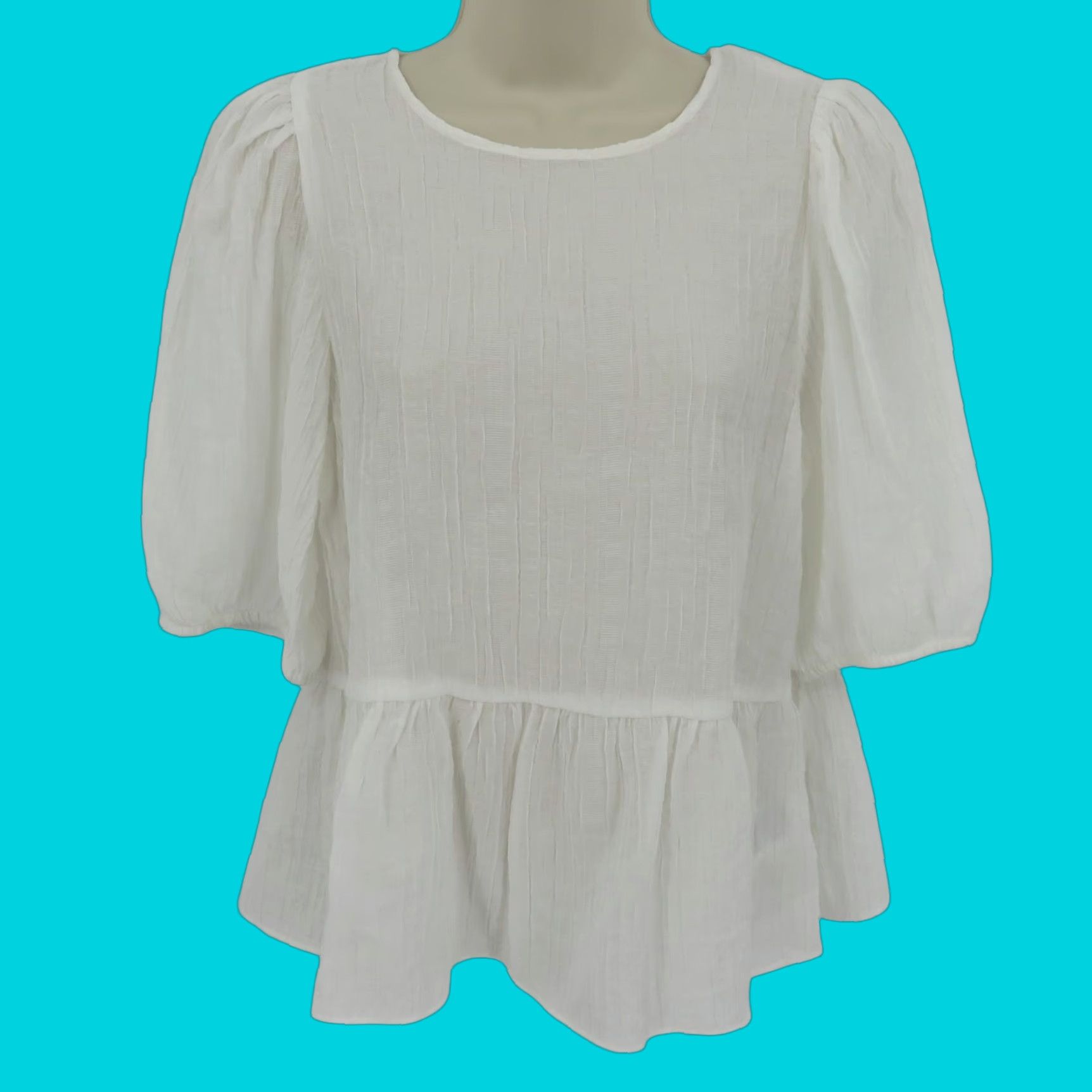 H&M H&M Blouse Shirt Shirt Women M White Solid Sheer Crinkle Half Sleeve Top Blouse Shirt Blouse Womens M White Solid Sheer Crinkle Half Sleeve Top H&M Size M / US 6-8 / IT 42-44 - 1 Thumbnail