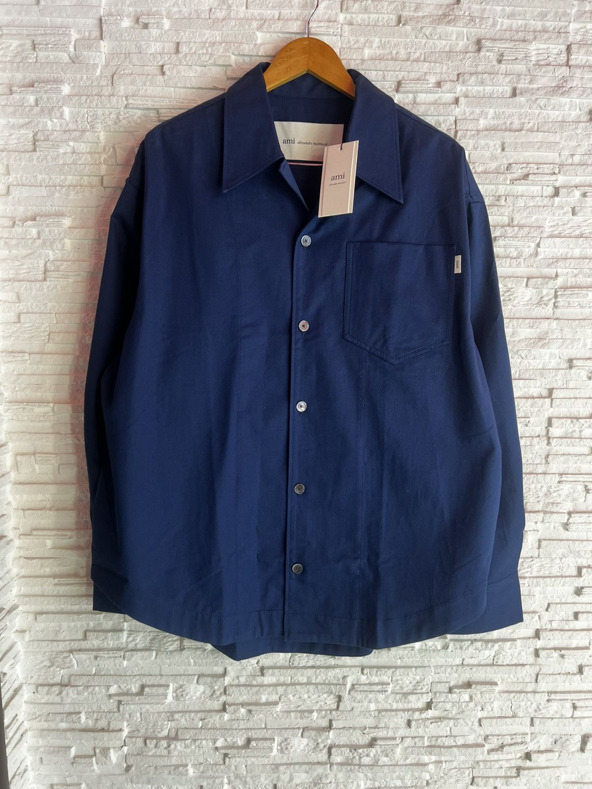 AMI Ami Oversized Cotton Shirt Dark Navy Pocket Unisex Size M Size US M / EU 48-50 / 2 - 1 Thumbnail