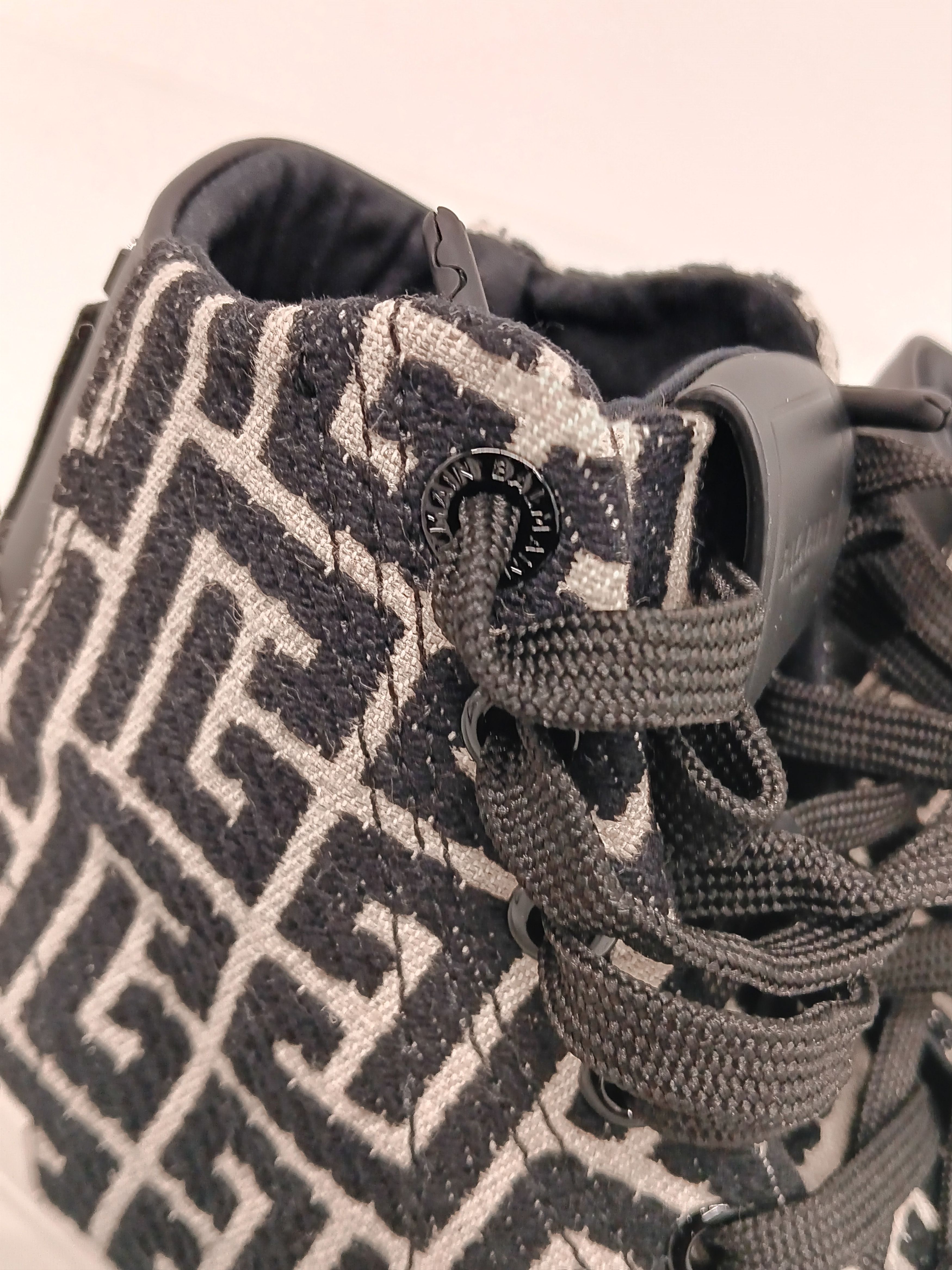 Balmain Balmain B-Court Bicolor Monogram Jacquard High-Top Sneakers Size US 7 / IT 37 - 23 Thumbnail