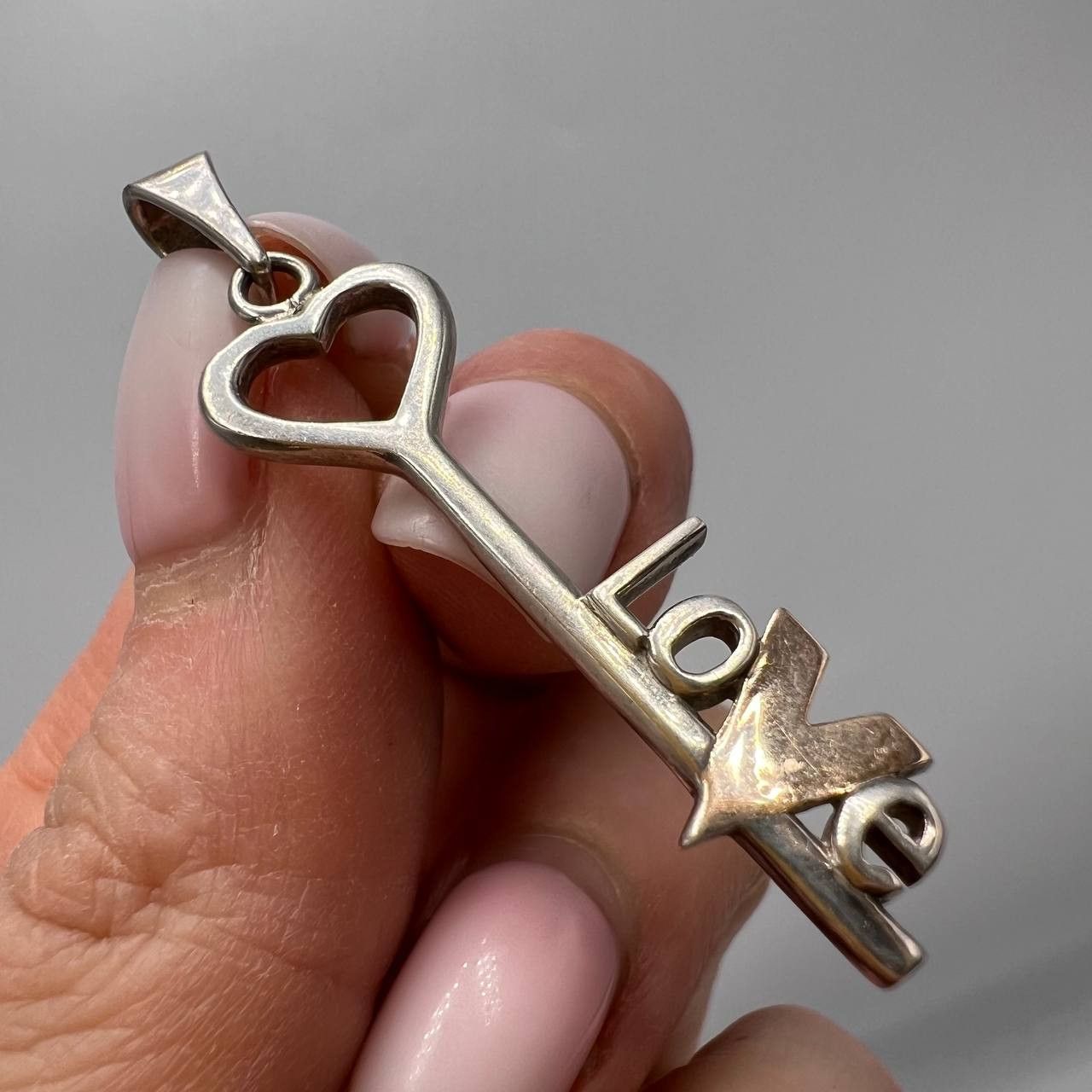 Vintage Fine Vintage Pendant Key Love Silver 875 Gold 9K Marked Size ONE SIZE - 4 Thumbnail