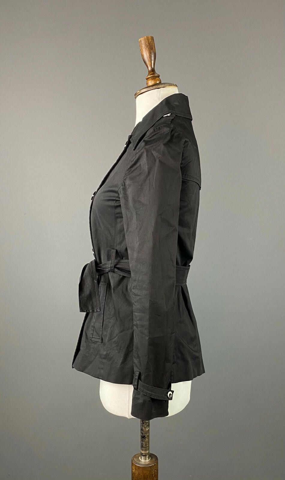 Pink Floyd Pinko Black Cotton Double Breasted Coat Size US 4 GB 8 IT 40 Size S / US 4 / IT 40 - 6 Thumbnail