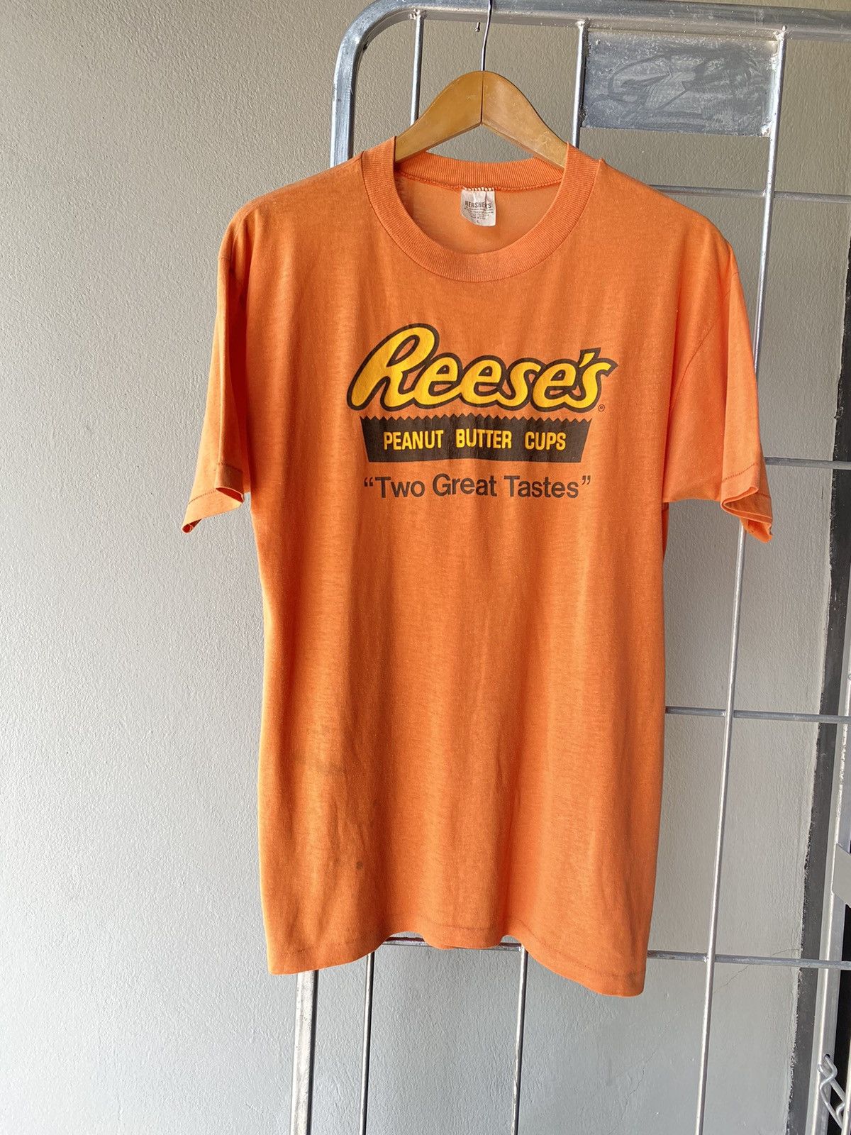 image of Vintage Hershey’S Reese Peanut Butter Cups Tees in Orange, Men's (Size Large)