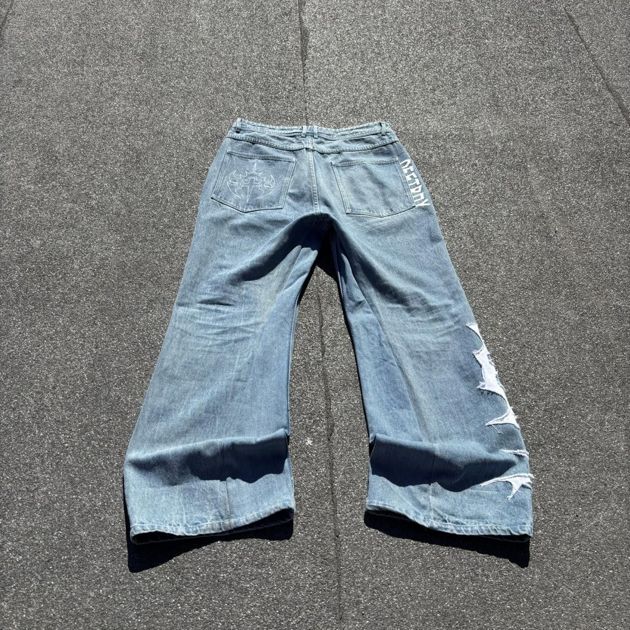 JNCO × Japanese Brand × Vintage jnco affliction style tribal embroidered jeans Size US 34 / EU 50 - 5 Thumbnail