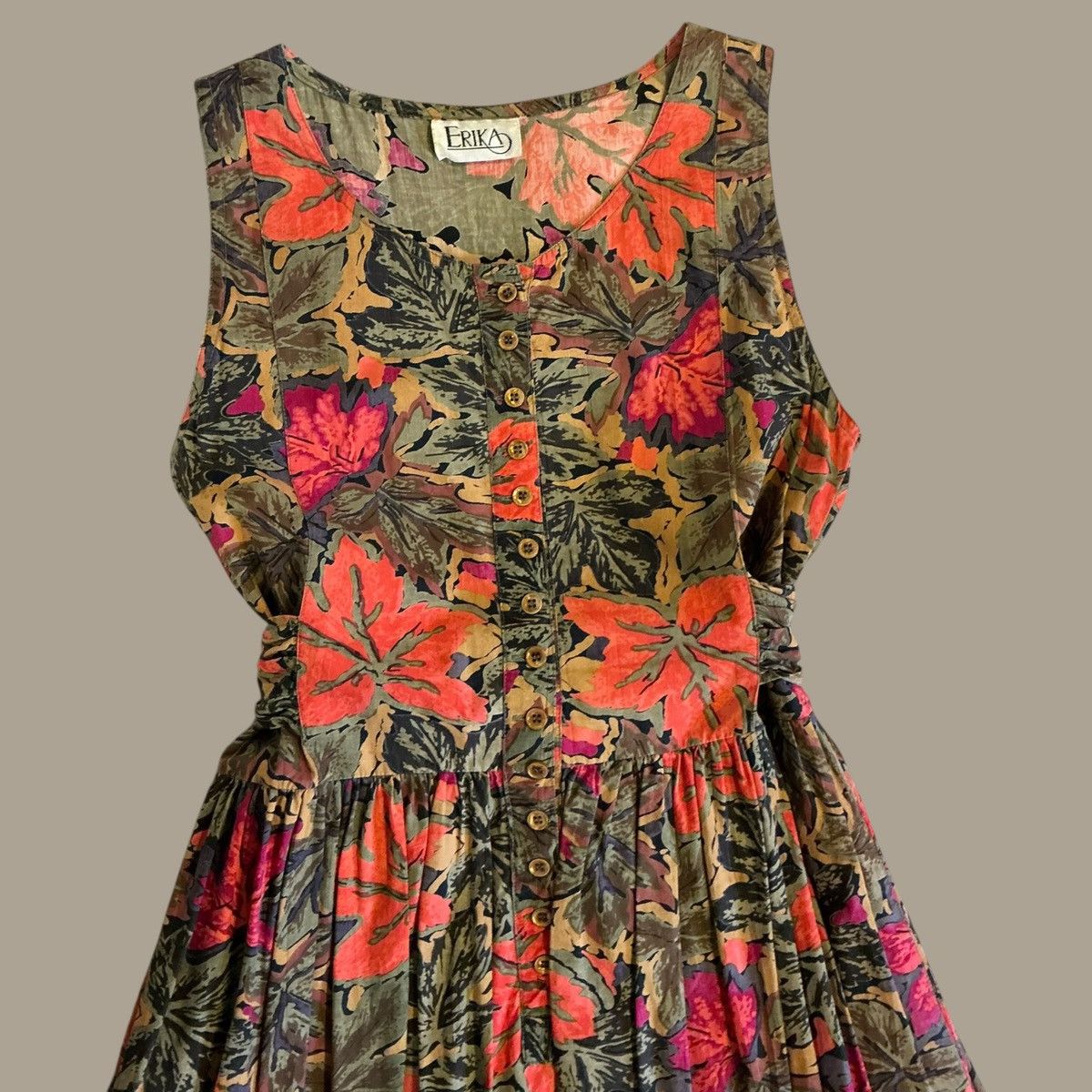 Other Vintage ’90s Erika & Co. Leaves Midi Dress Size S / US 4 / IT 40 - 6 Thumbnail