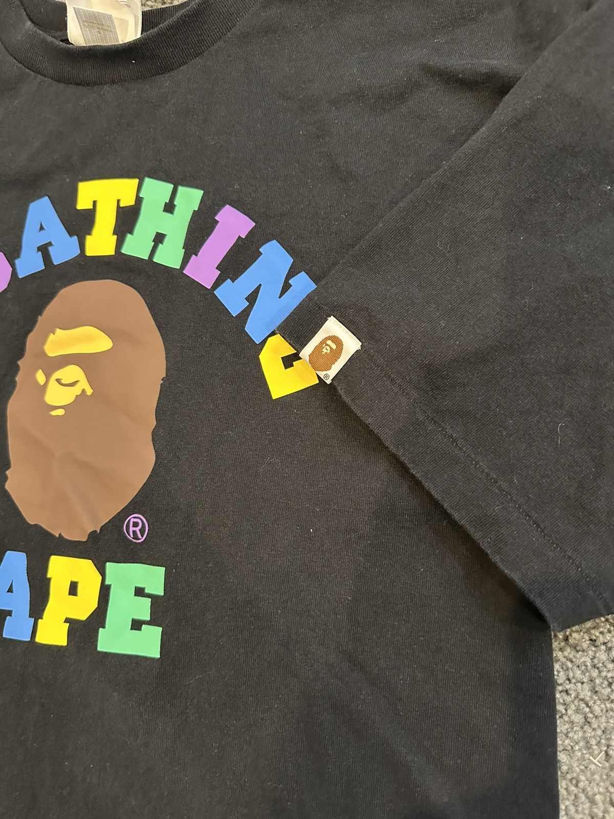 Bape BAPE Colors College Tee 'Black/Multicolor' Size US L / EU 52-54 / 3 - 3 Thumbnail