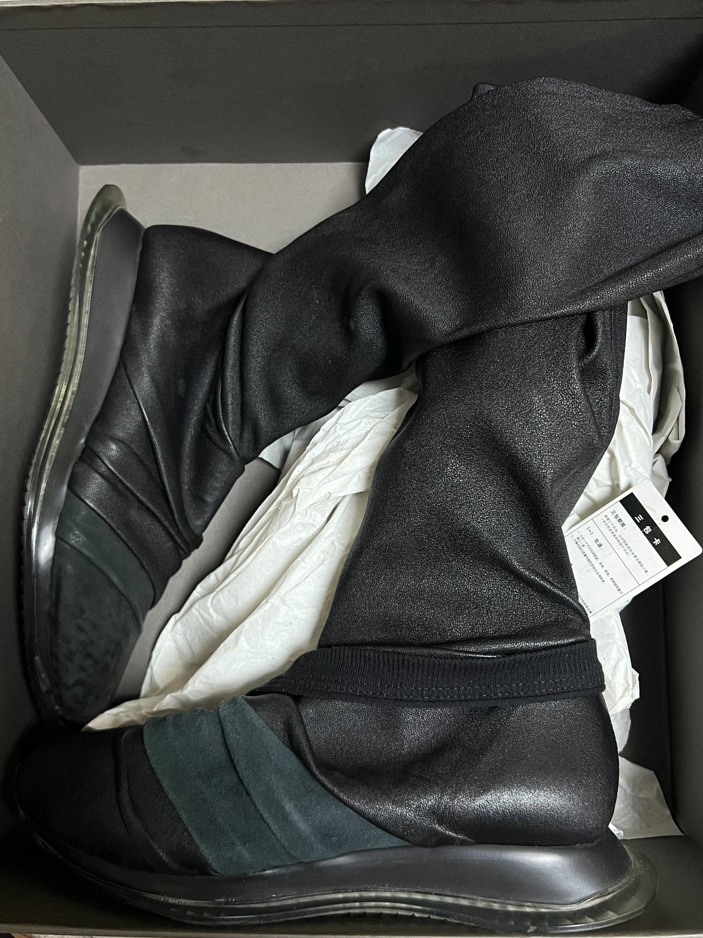 Rick Owens Rick Owens Asymmetric Leather Over-Knee Boots Size US 7 / IT 37 - 1 Thumbnail