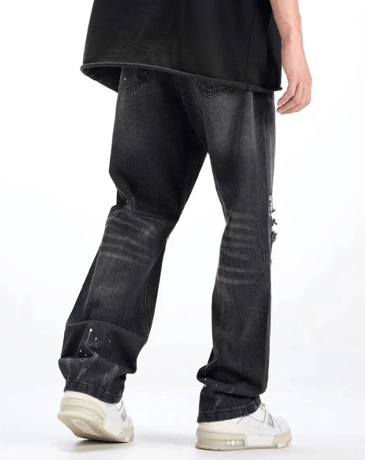 Japanese Brand American high street ink-splashed ripped jeans black Size US 32 / EU 48 - 4 Thumbnail
