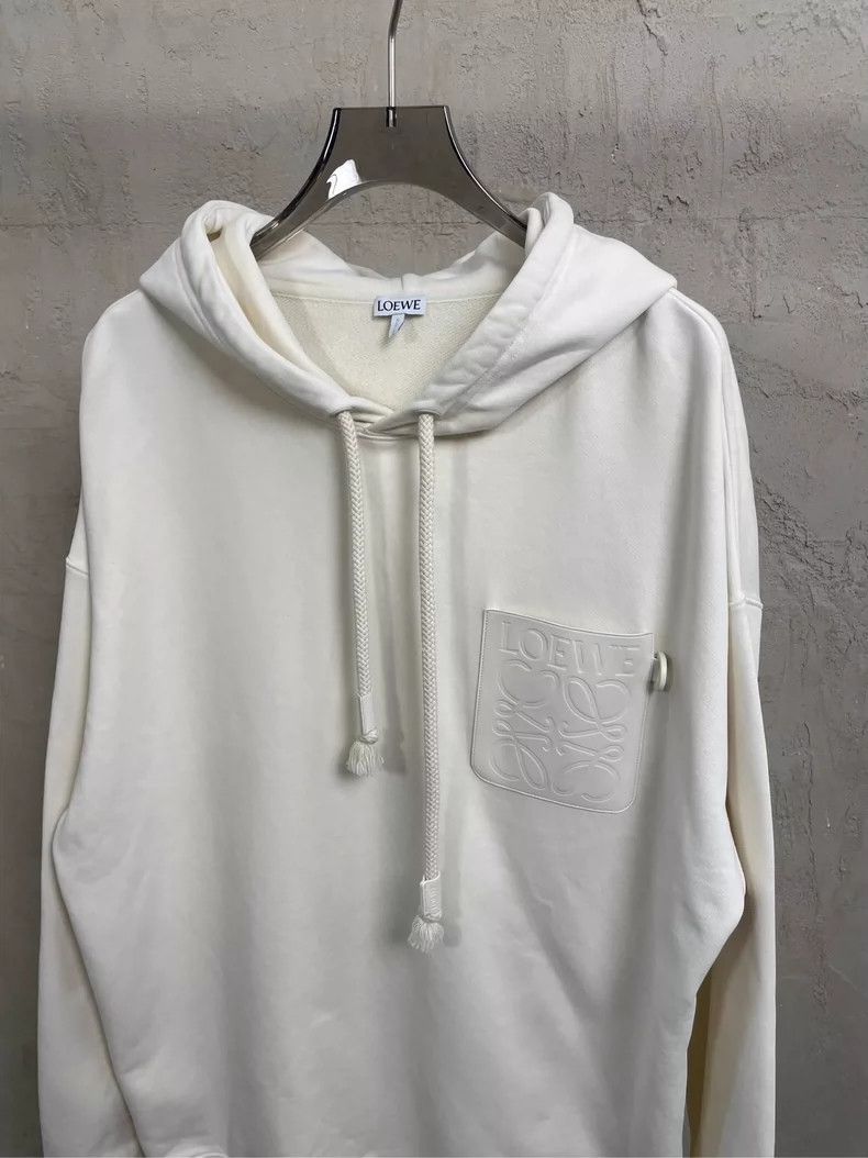Loewe loewe Beige leather logo hooded sweatshirt hoodie 2506-Next Size US L / EU 52-54 / 3 - 3 Thumbnail
