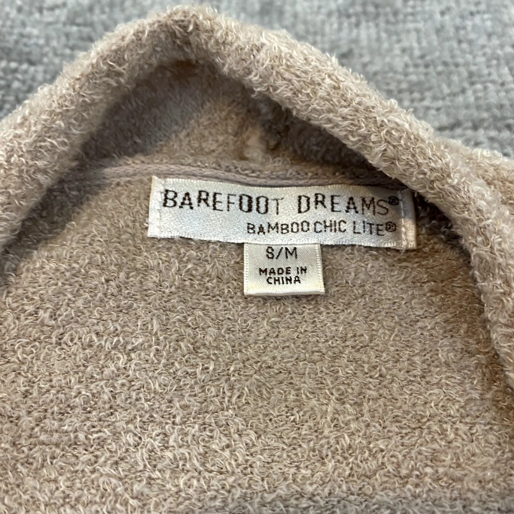 Vintage Barefoot Dreams Cardigan Women M Light Brown Bamboo Chic Lite Knit Drape Front Full Zip Pockets Size M / US 6-8 / IT 42-44 - 2 Thumbnail