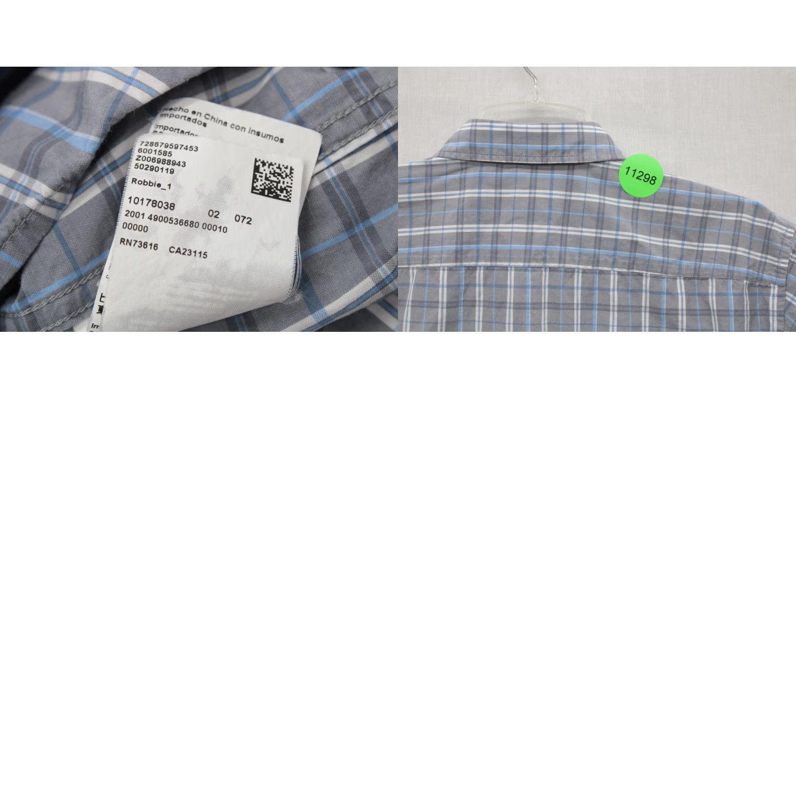 Hugo Boss HUGO BOSS Shirt Men's Large Gray Blue Plaid Slim Fit Cotton Long Sleeve Casual Size US L / EU 52-54 / 3 - 8 Thumbnail
