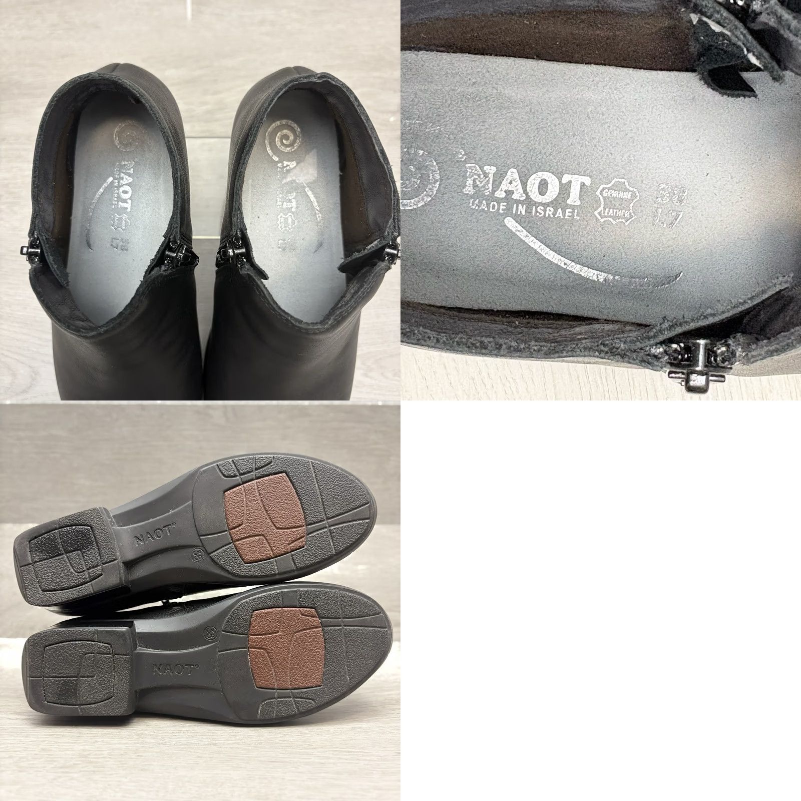 Vintage Naot Helm Bootie Black Leather Water Resistant Double Zip Ankle Boot EU 38 US 7 Womens Size US 7 / IT 37 - 8 Thumbnail