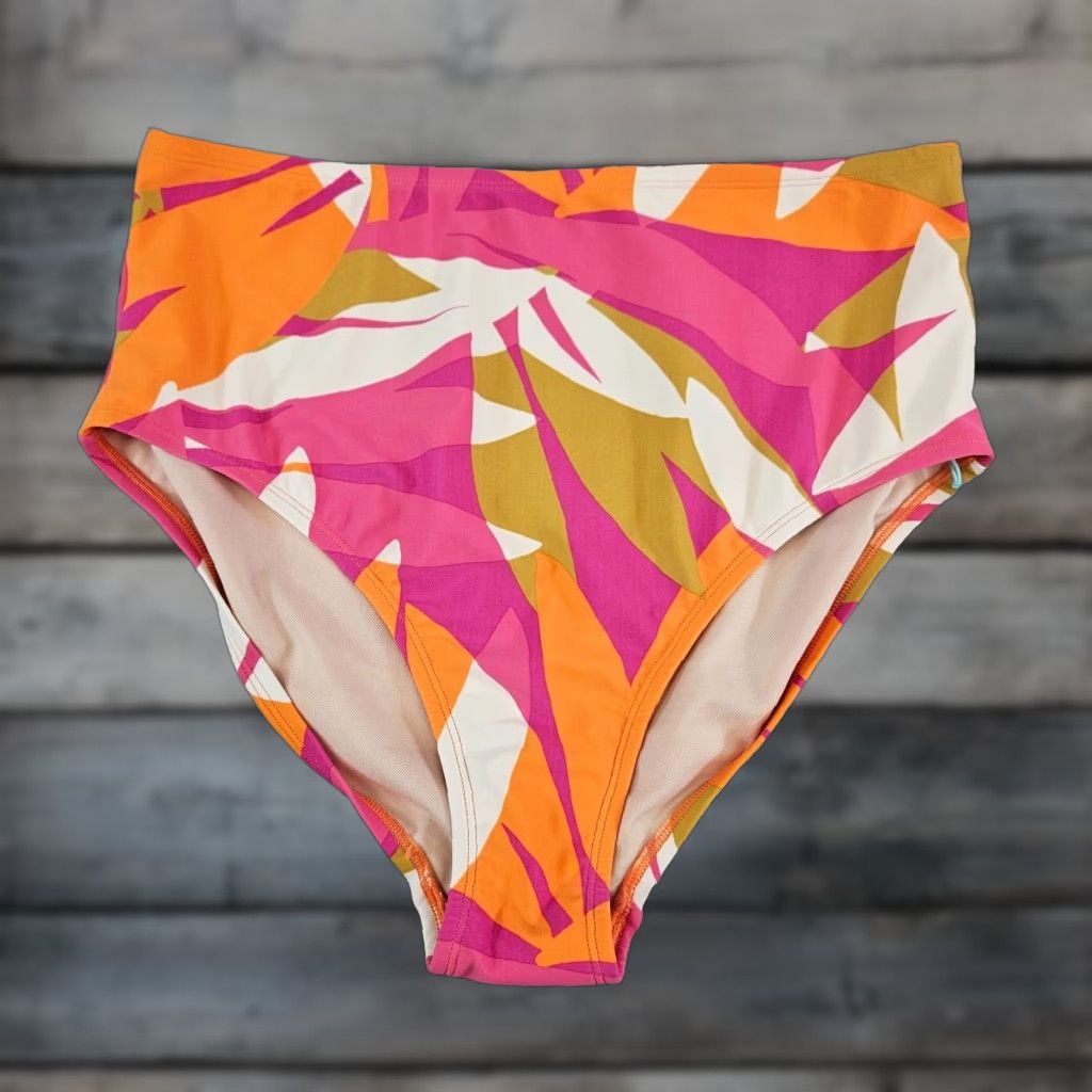 Vintage Kona Sol Bikini Bottom Womens Plus Size X Pink Orange High Waist Full Seat Coverage Size 40" / US 18 - 1 Thumbnail