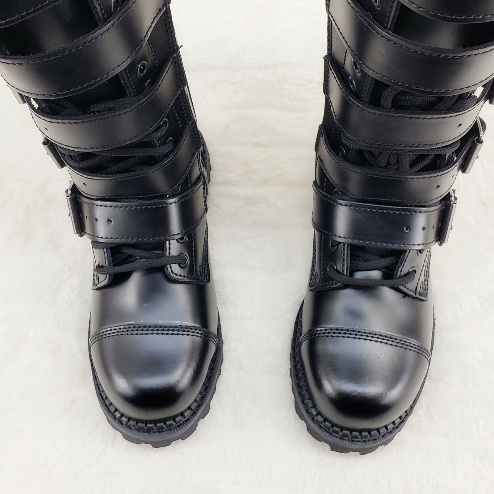Demonia Cult DEMONIA Riot 18 Goth Combat Biker Steel Toe Knee Boots Black Size US 8 / EU 41 - 5 Thumbnail